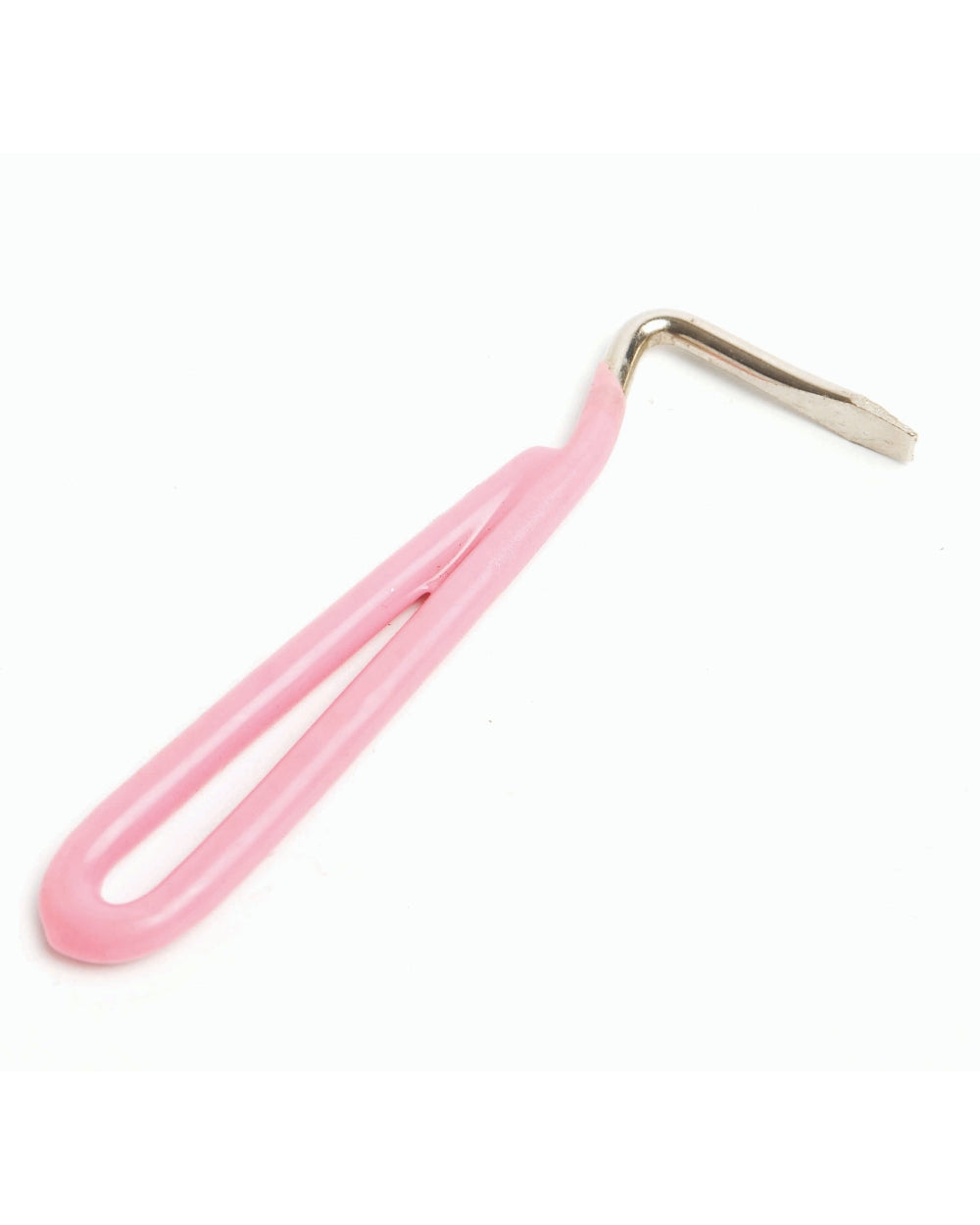 Pink coloured Roma Vinyl Handle Hoof Pick on white background