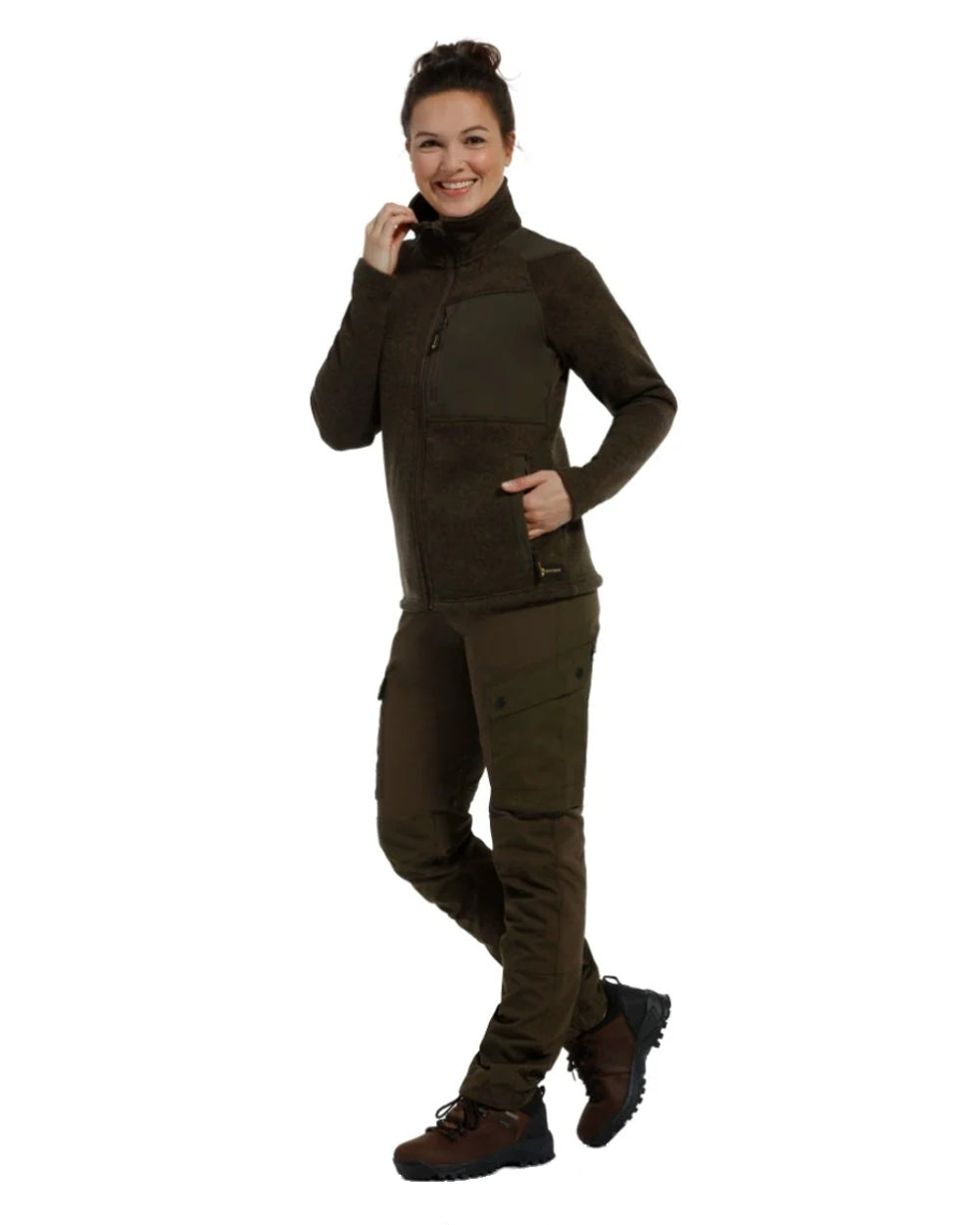Olive Green Coloured Rovince Womens Flexline Trousers on white background