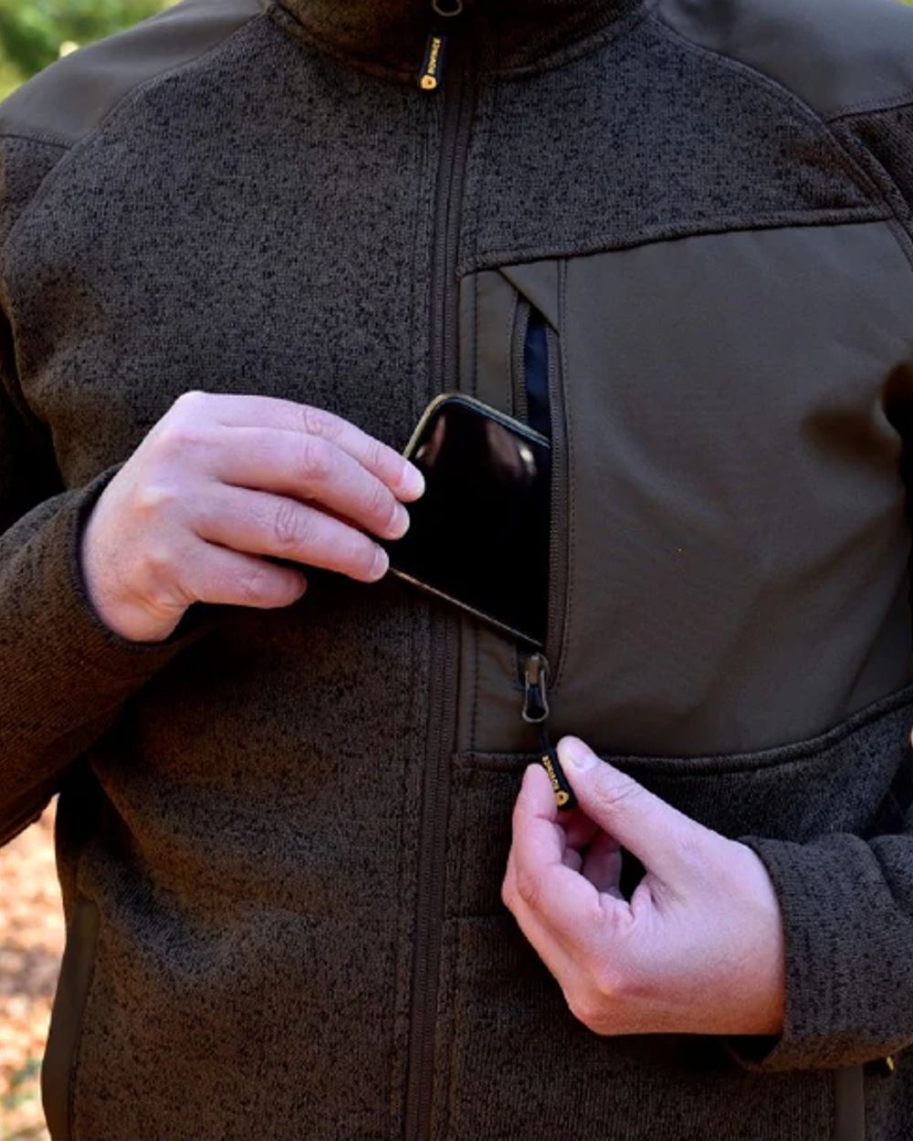 Anthracite coloured Rovince Mens Coarse Fleece Jacket on blurry background