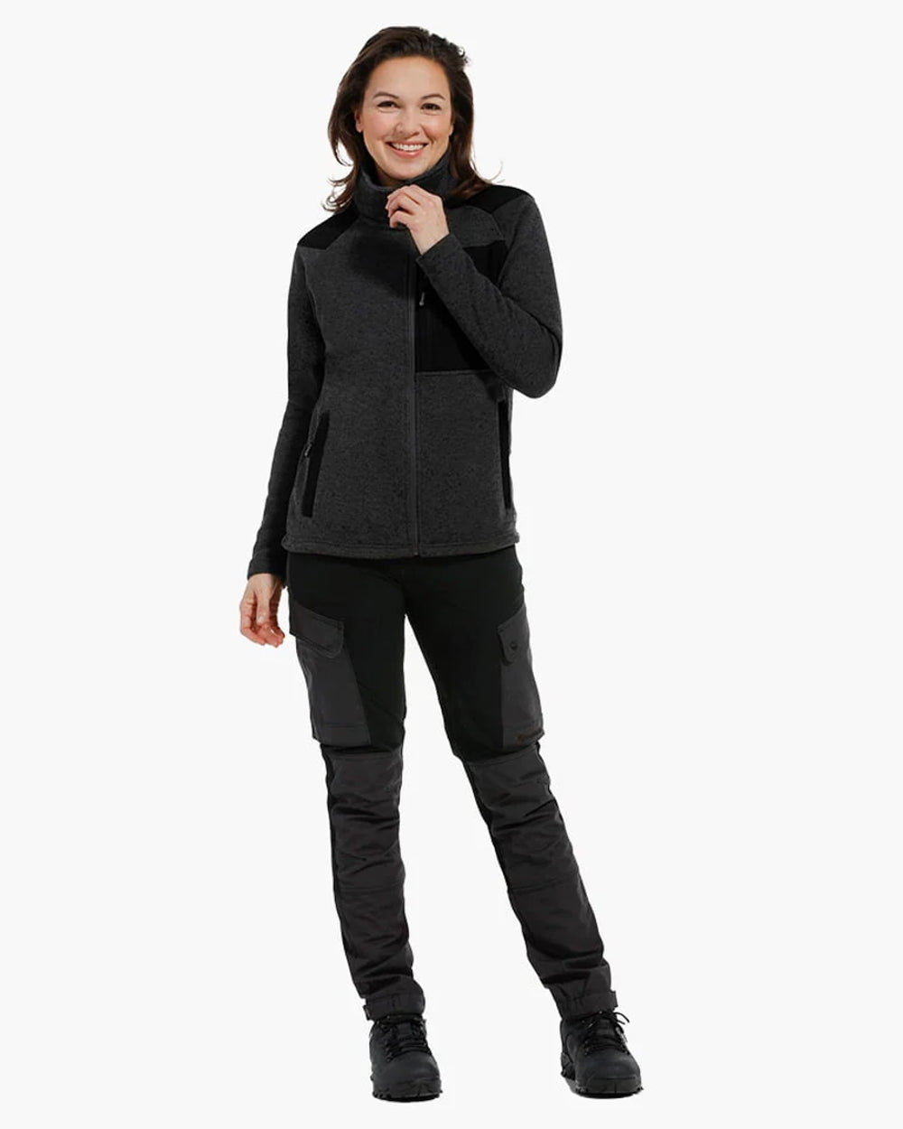 Anthracite coloured Rovince Womens Coarse Fleece Jacket on white background