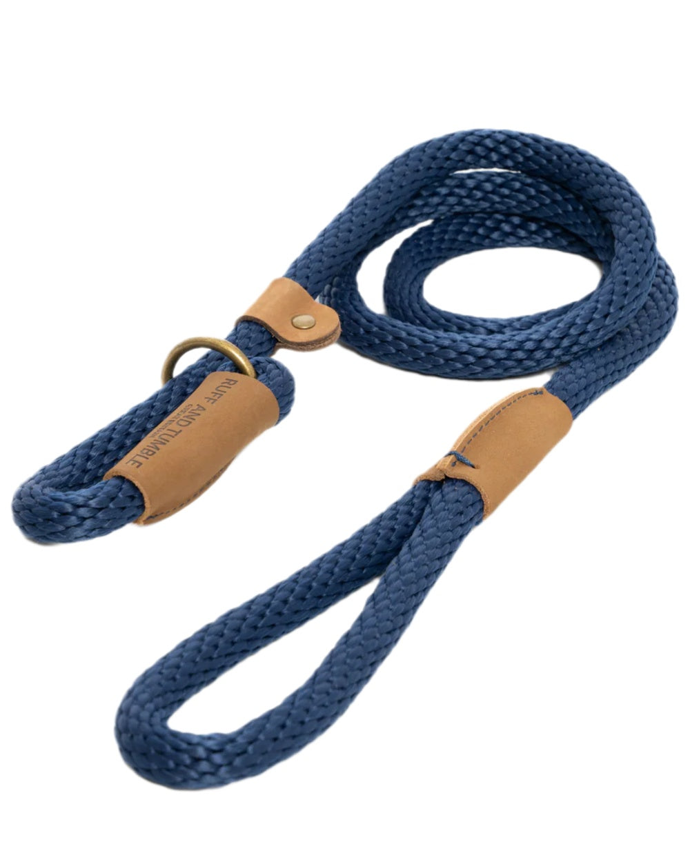 French Navy Coloured Ruff & Tumble Slip Dog Leads on white background