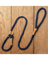 French Navy coloured Ruff & Tumble Slip Dog Leads on wooden background #colour_french-navy
