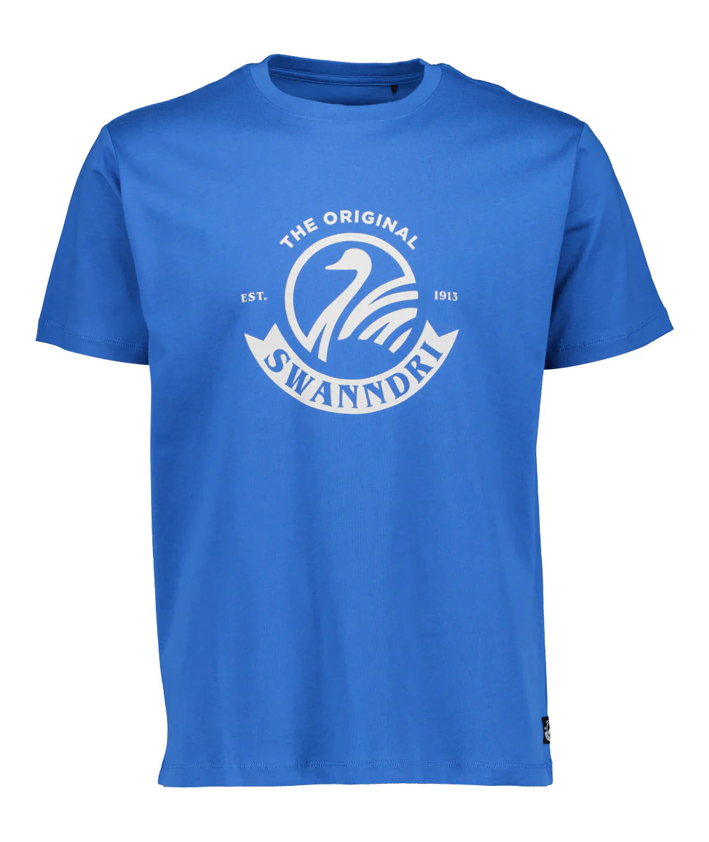 Maui Blue Platinum coloured Swanndri Mens Original V2 T-Shirt on white background