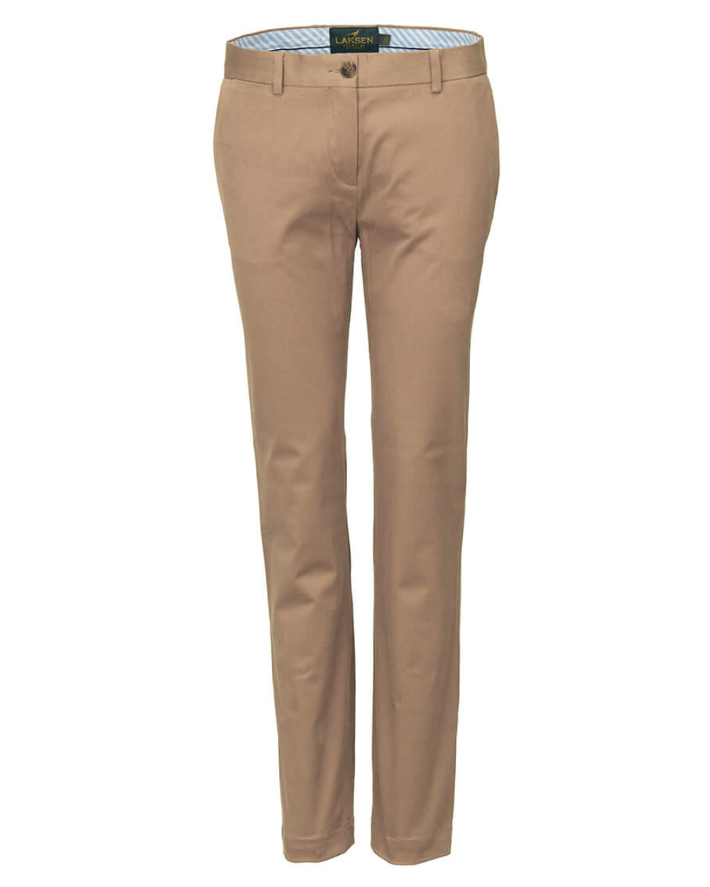 Sand Coloured Laksen Pennyton Chino Trousers On A White Background