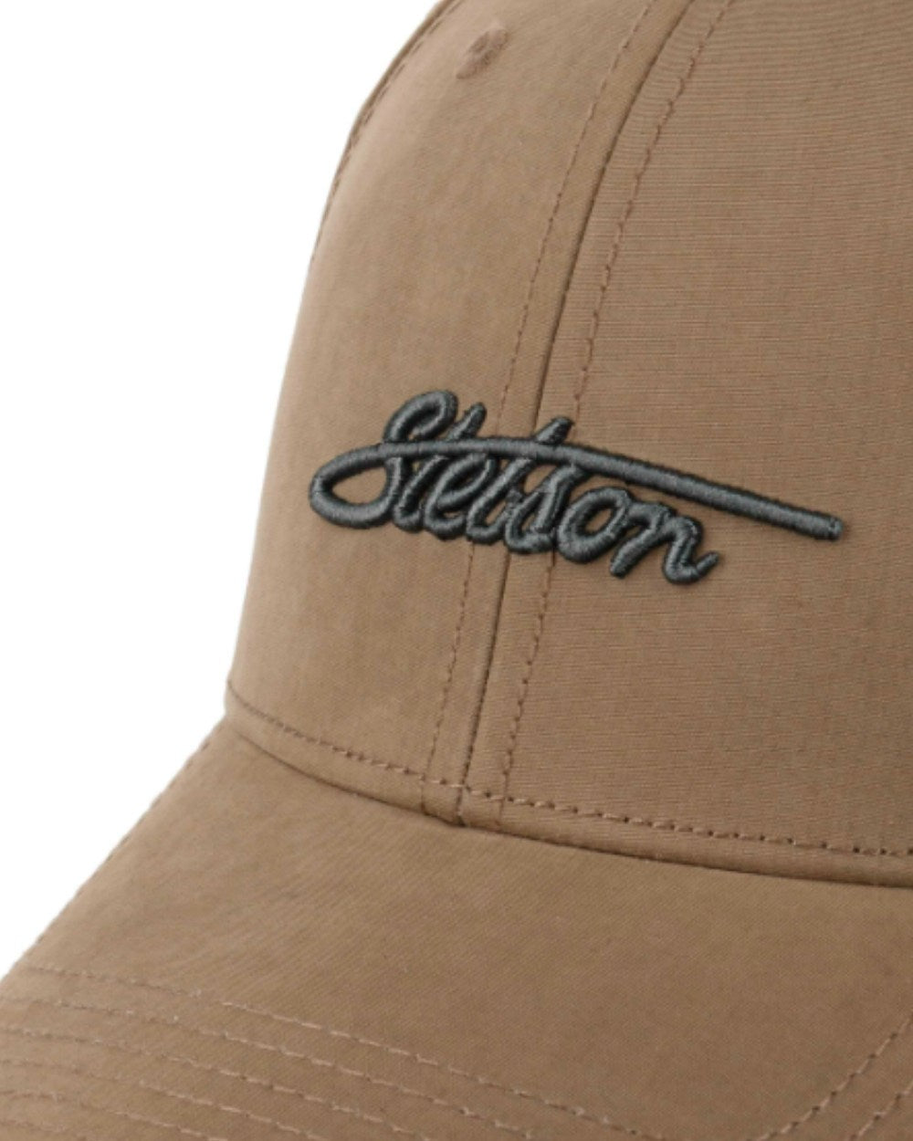 Sand Coloured Stetson Waxed Cotton Baseball Cap On A White Background