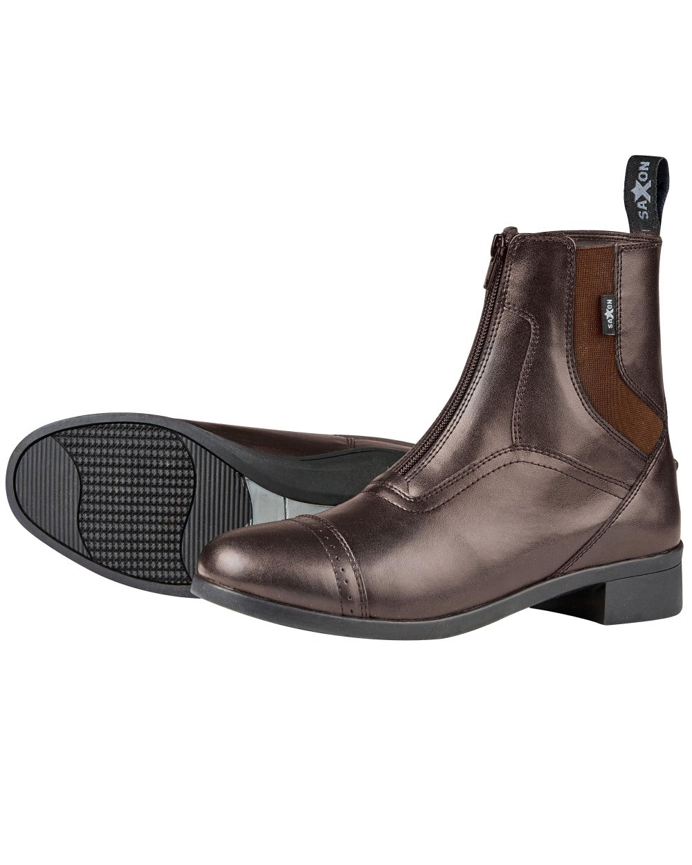 Saxon Childrens Syntovia Zip Paddock Boots in Brown