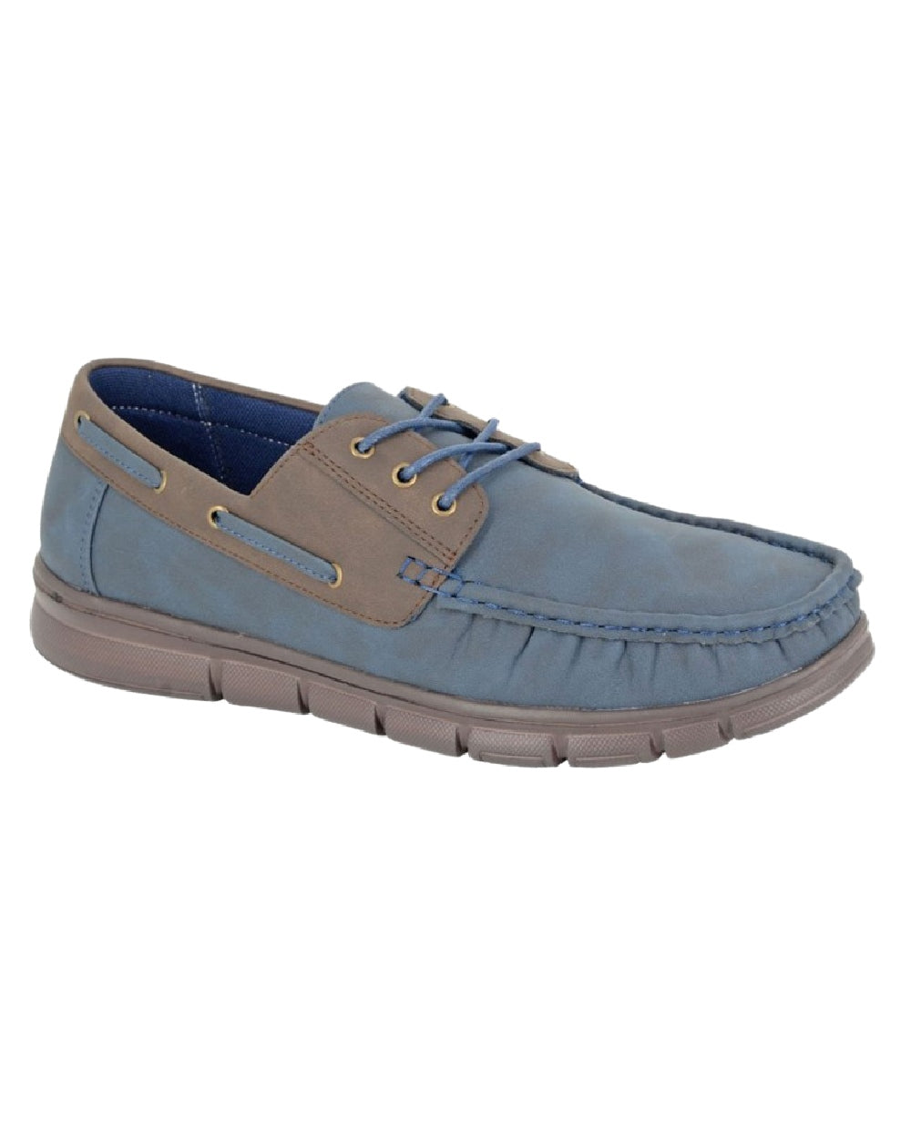 Navy Brown Coloured Scimitar Mens Synthetic Nubuck Moccasin Shoes on White Background