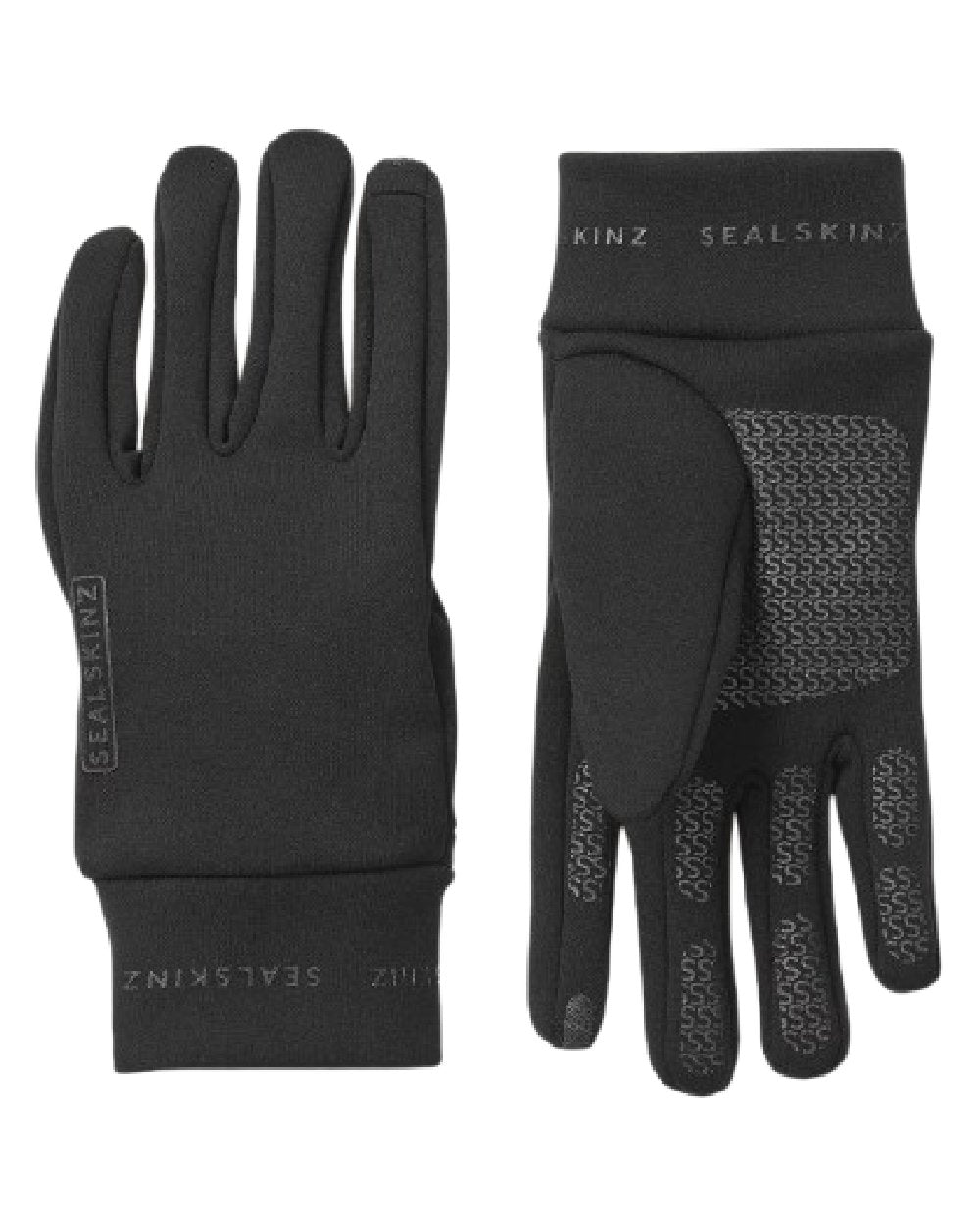 Black Coloured Sealskinz Acle Water Repellent Nano Fleece Glove on white background