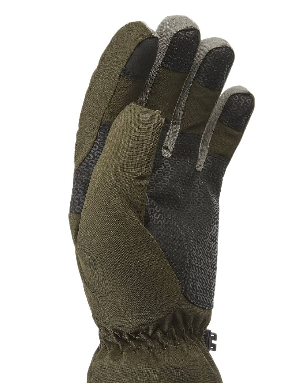 Olive Coloured Sealskinz Drayton Waterproof Lightweight Gauntlet on white background