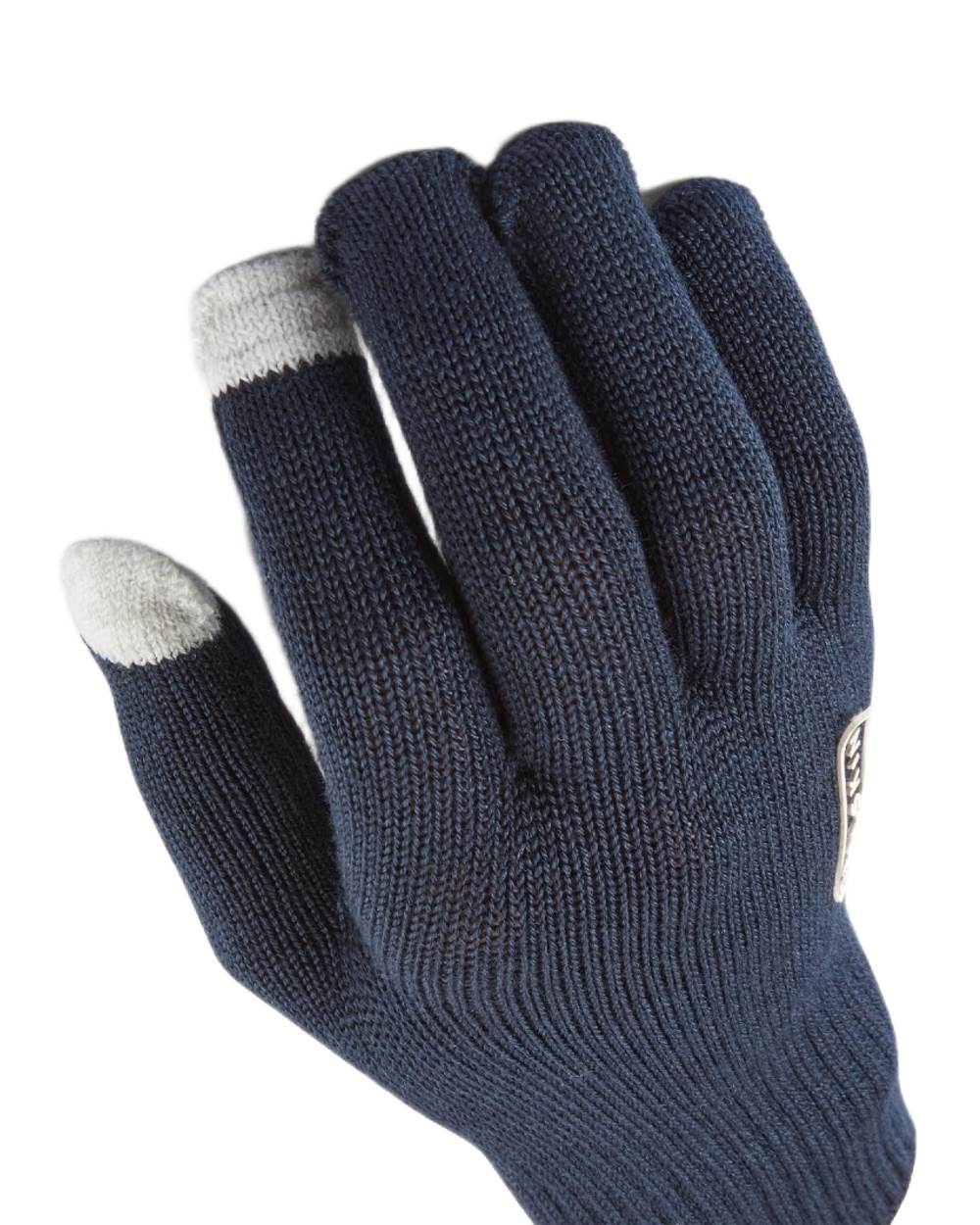 Navy Coloured Sealskinz Hanworth Solo Merino Glove on white background