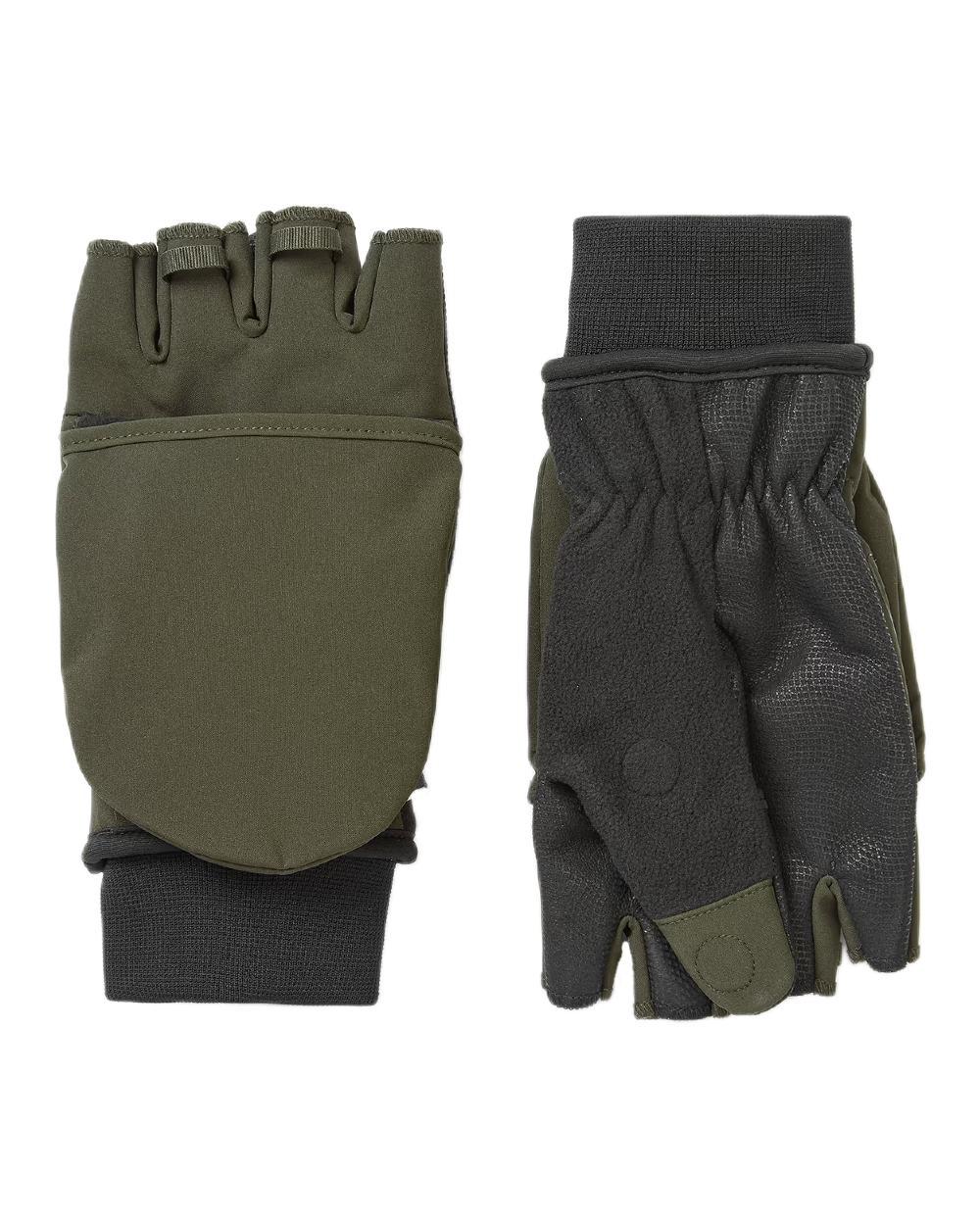 Olive Coloured Sealskinz Walpole Windproof Cold Weather Convertible Mitt on white background