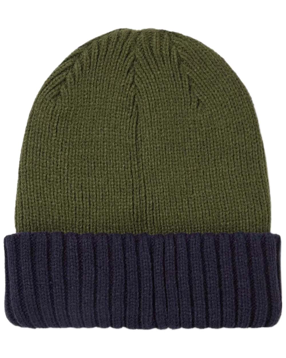 Olive coloured Sealskinz Bacton Waterproof Roll Cuff Beanie on white background