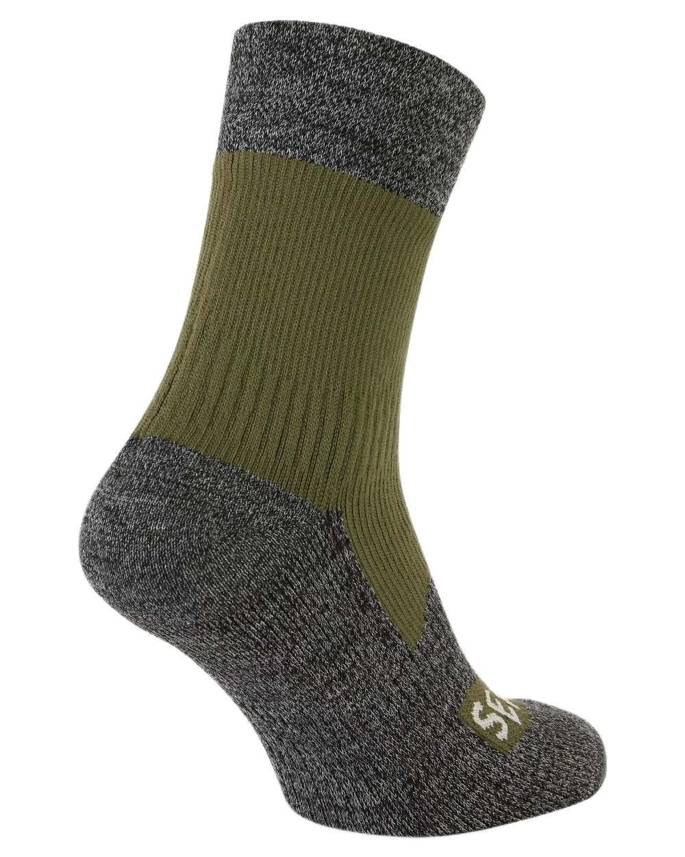 Olive coloured Sealskinz Bircham Waterproof All Weather Ankle Length Socks on white background