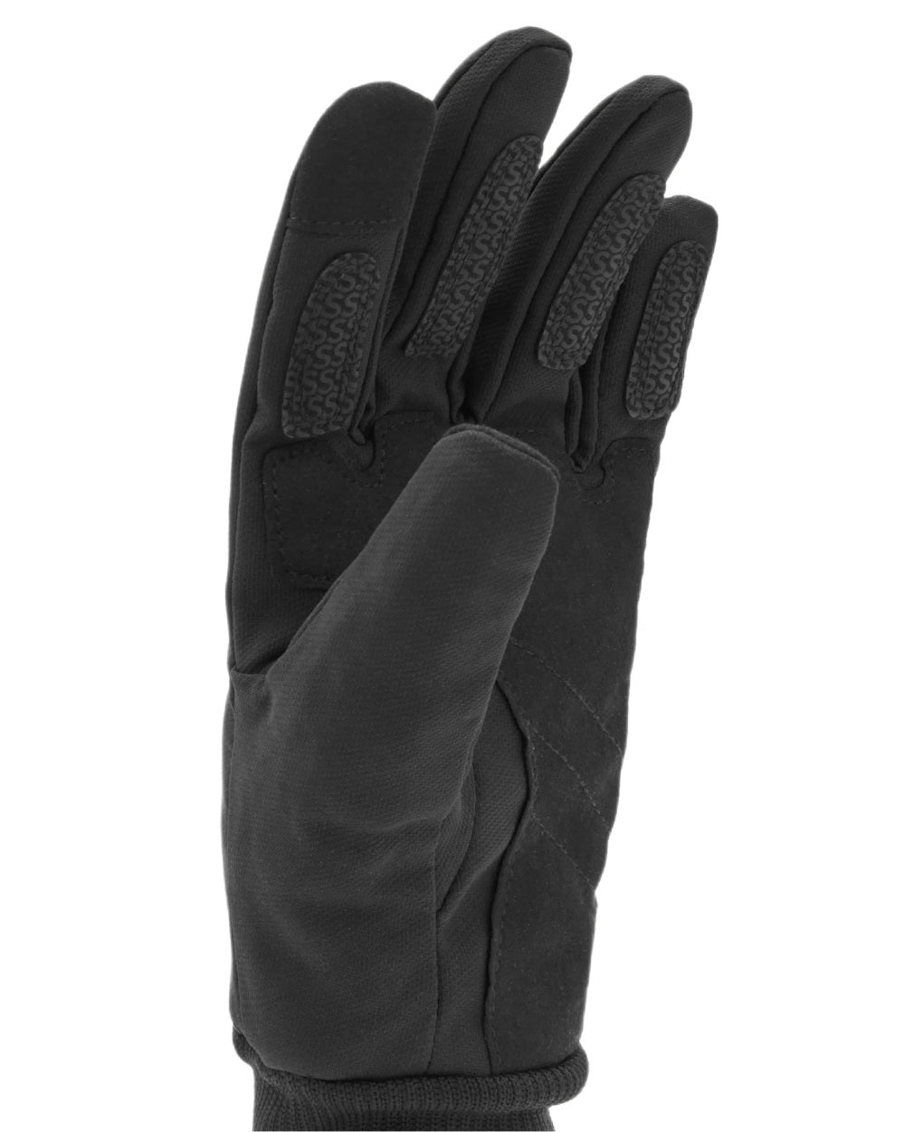 Black coloured Sealskinz Gissing Waterproof Lightweight Fusion Control Gloves on white background