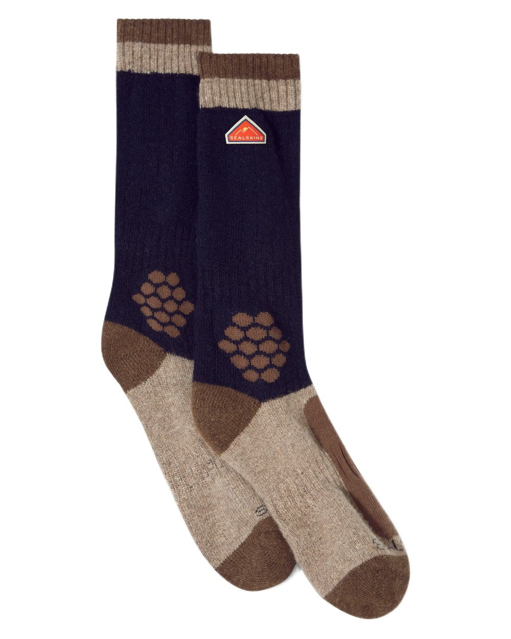Blue coloured Sealskinz Gresham Recycled Wool Mid Length Hiking Socks on white background