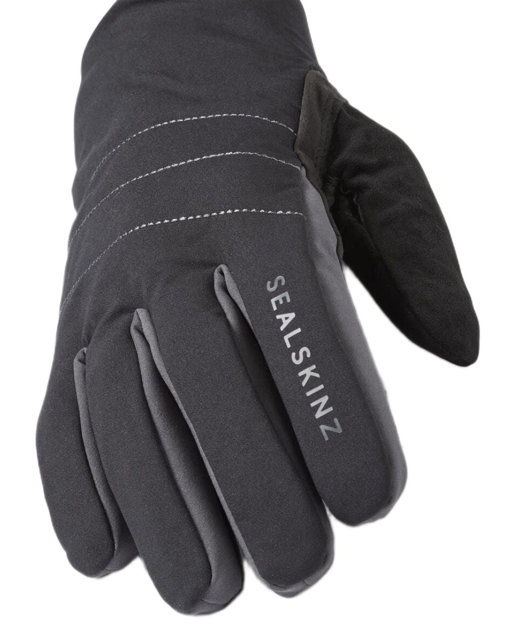 Black coloured Sealskinz Lyng Waterproof All Weather Fusion Control Gloves on white background