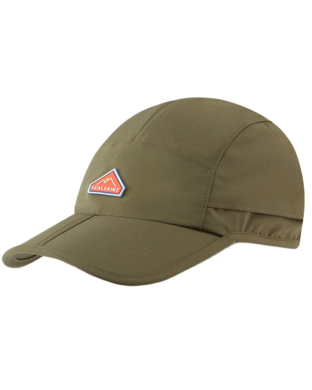 Olive coloured Sealskinz Poringland Waterproof Peak Plain Hiking Cap on white background