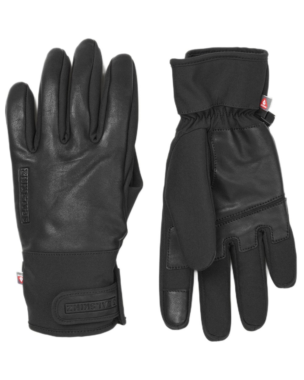 Black coloured Sealskinz Rocklands Waterproof Extreme Weather Insulated Gloves on white background