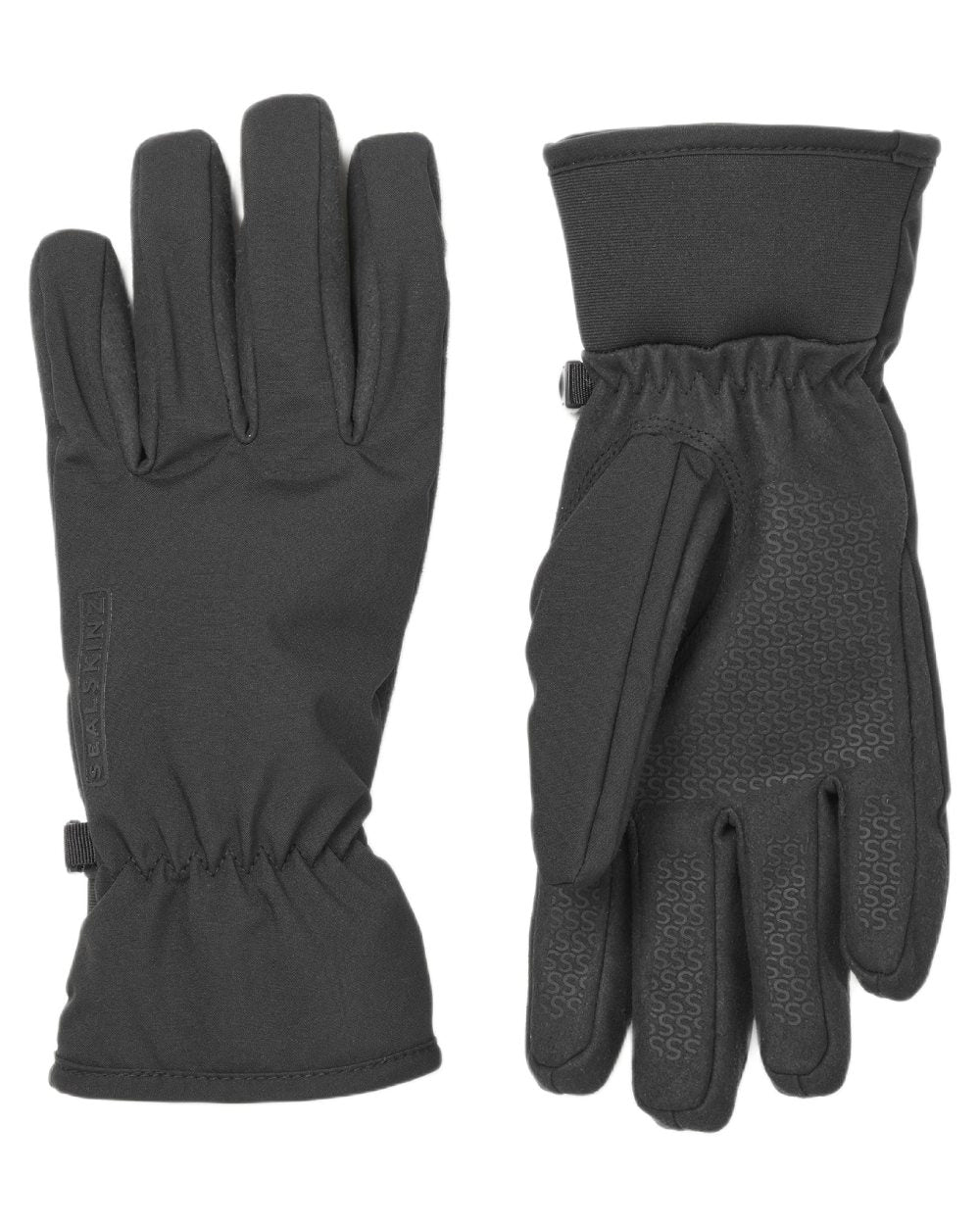 Black coloured Sealskinz Womens Griston Waterproof Lightweight Gloves on white background