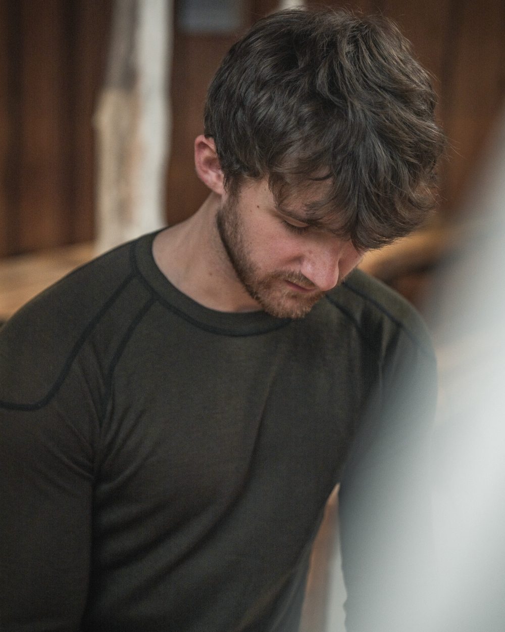 Pine Green coloured Seeland Apex One Hundred Long Sleeve T-Shirt on outdoor background