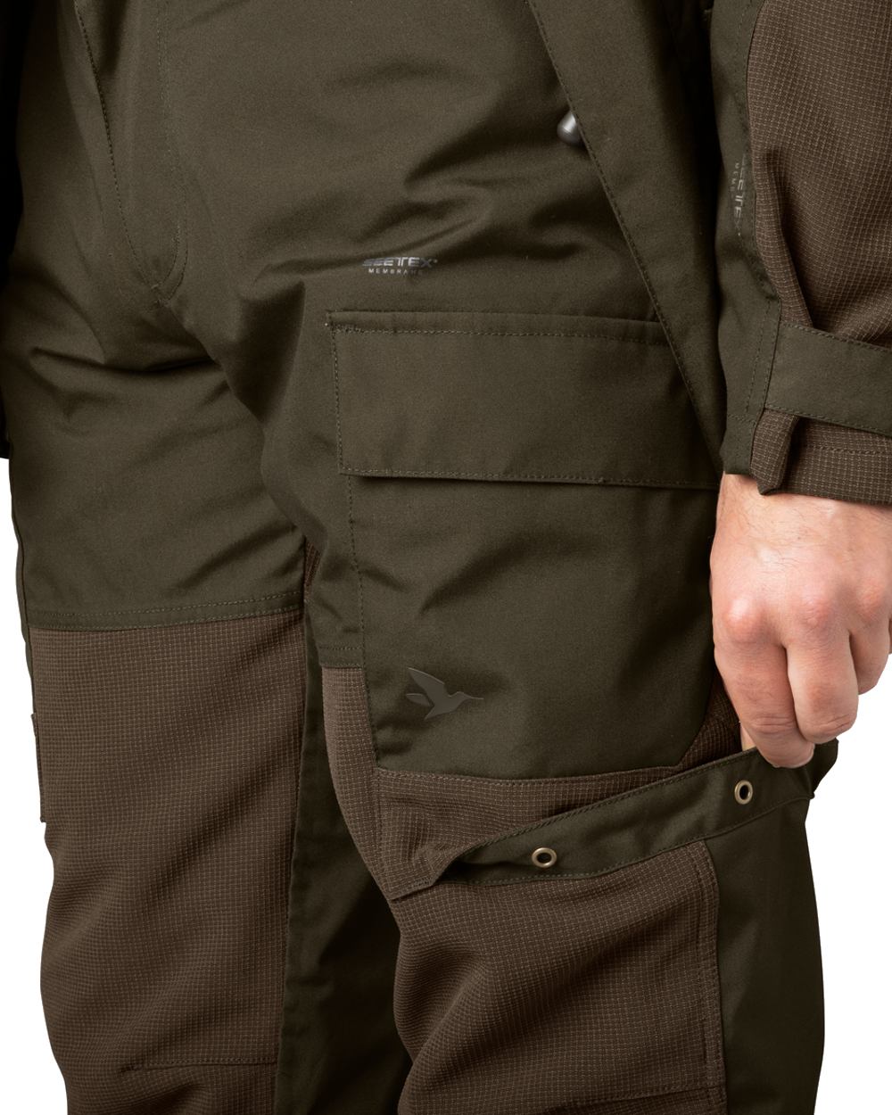 Pine Green Coloured Seeland Arden Trousers on white background