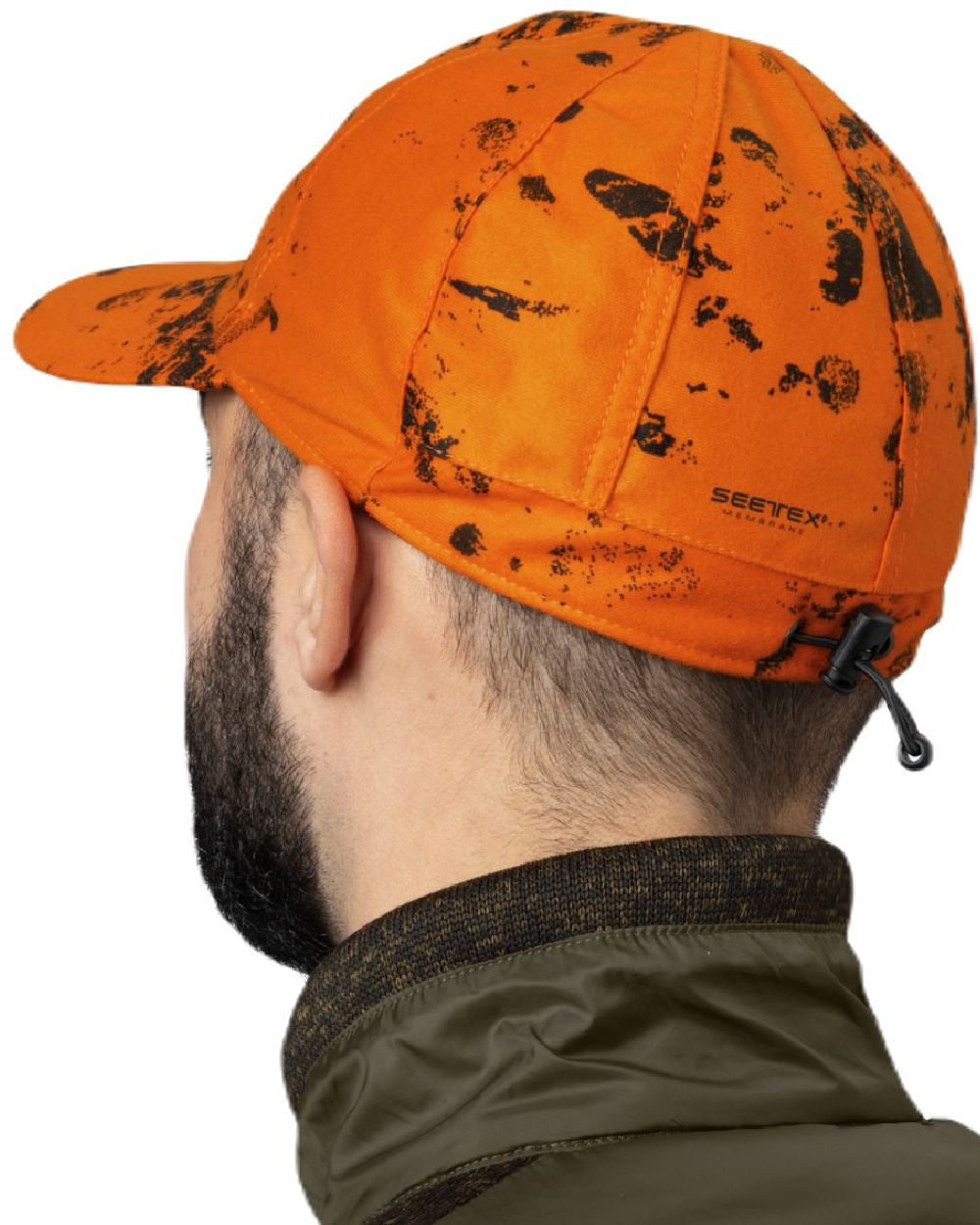 InVis Orange Blaze Coloured Seeland Avail Camo Cap on white background