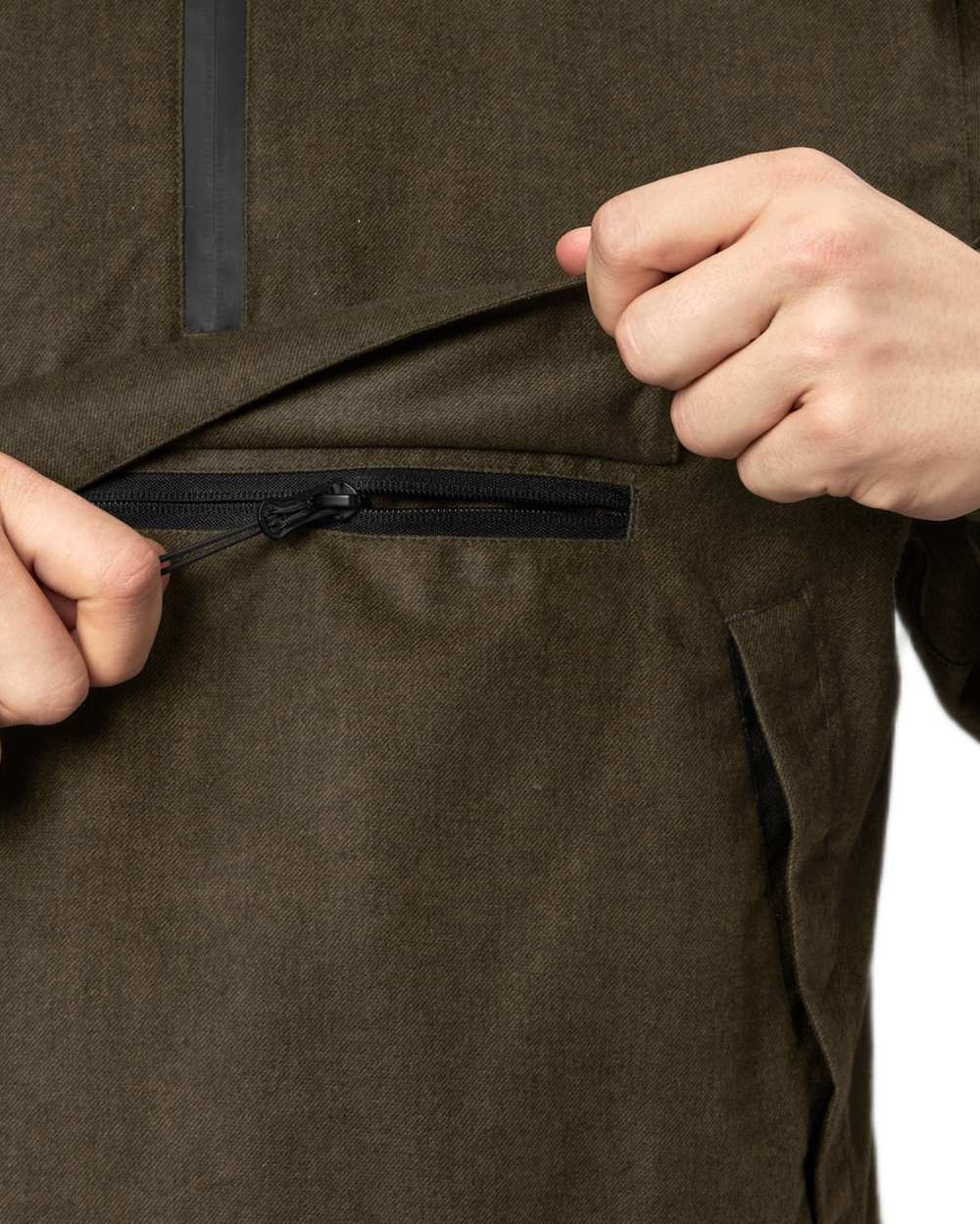 Pine Green Melange Coloured Seeland Avail Smock on White background