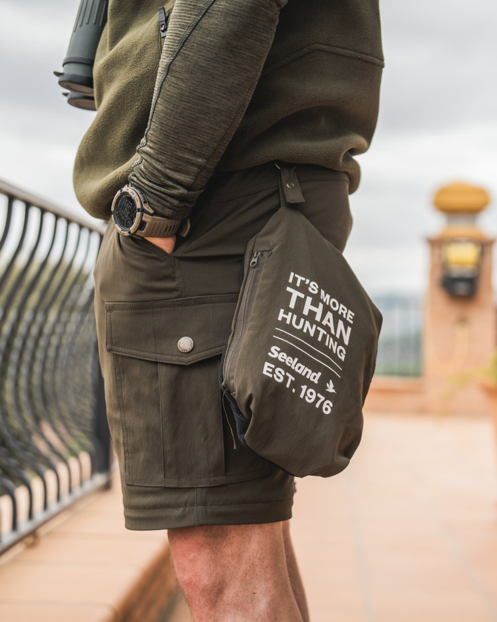 Grizzly Brown coloured Seeland Birch Zip-Off Trousers on sky background