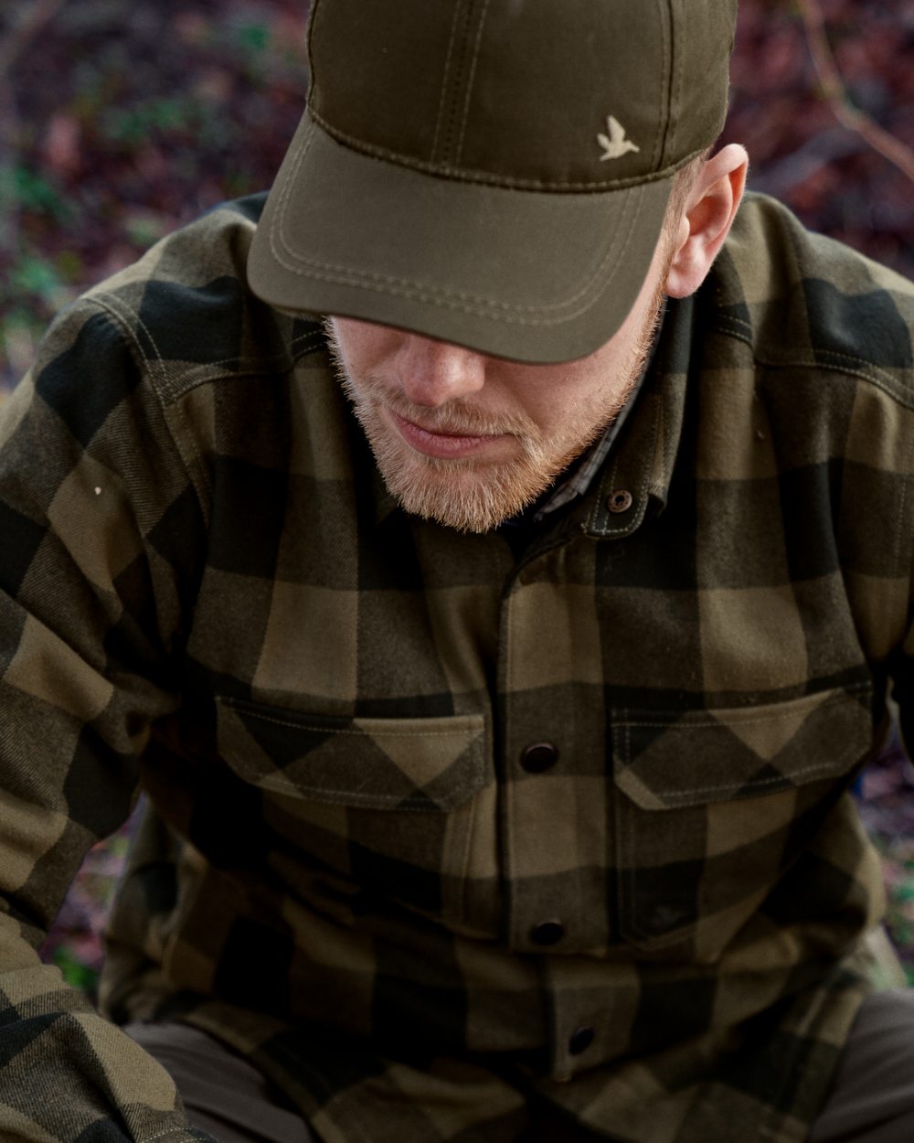 Green Check Coloured Seeland Canada Quilted Shirt on forest background