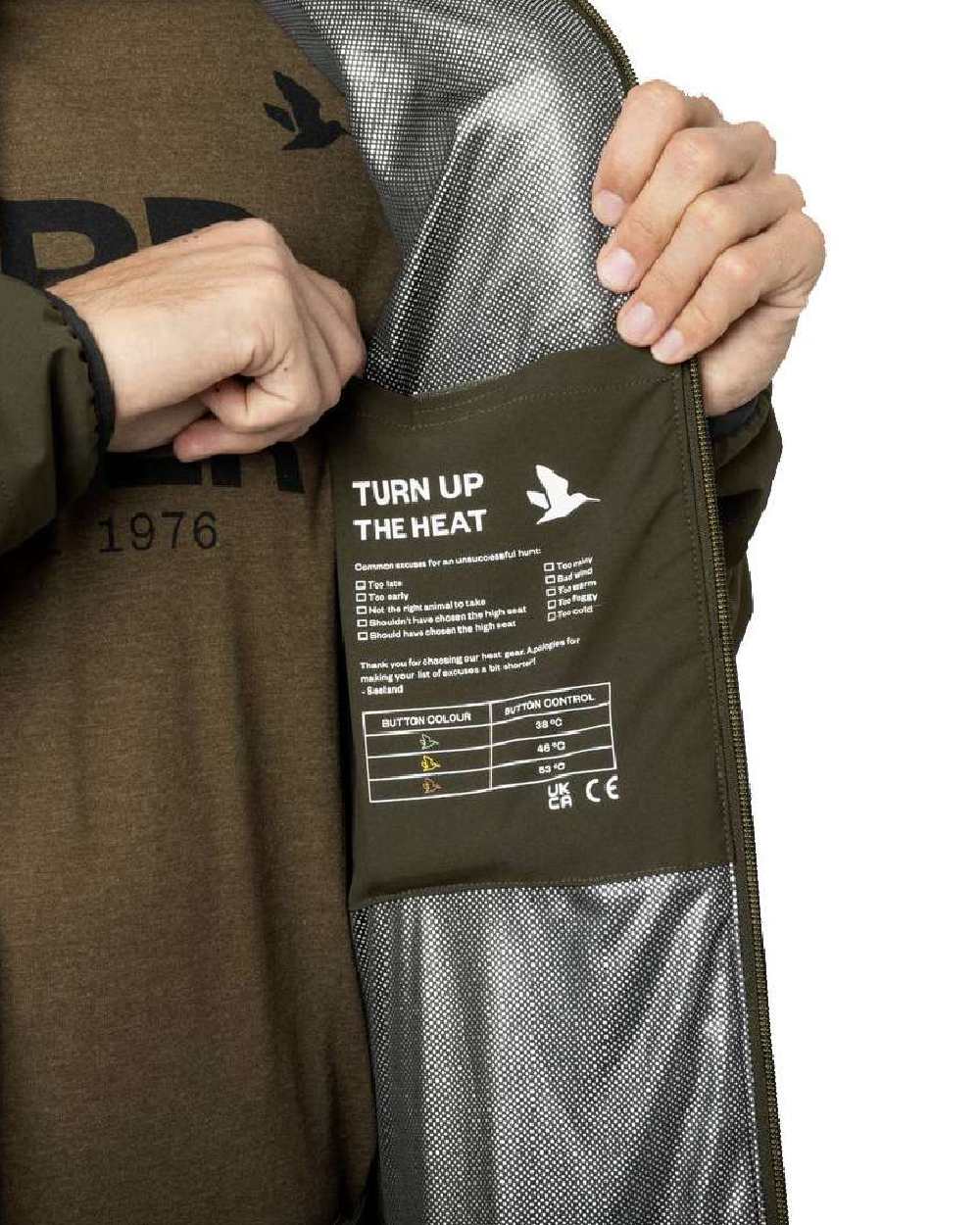 Pine Green Coloured Seeland Celsius Heat Jacket on white background