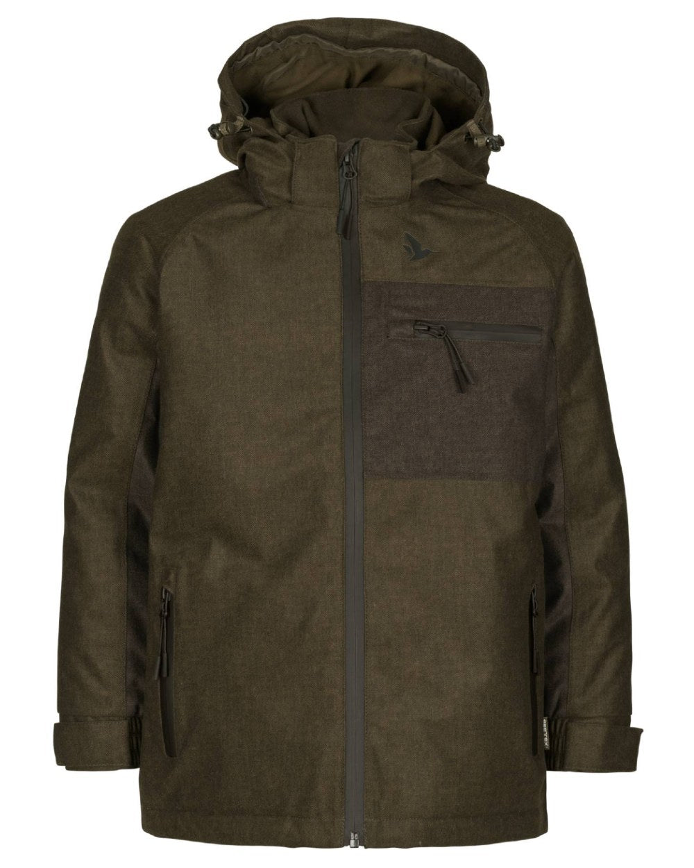 Pine Green Melange Coloured Seeland Childrens Avail Jacket on white background