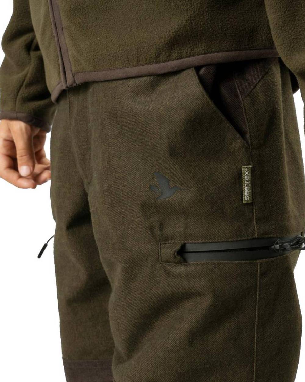 Pine Green Melange Coloured Seeland Childrens Avail Trousers on white background