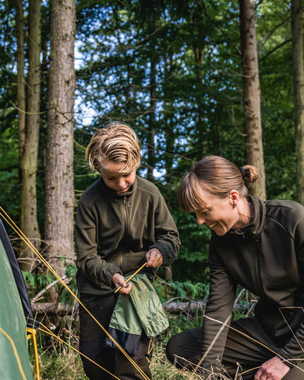 Pine Green Coloured Seeland Childrens Benjamin Fleece on outdoor background