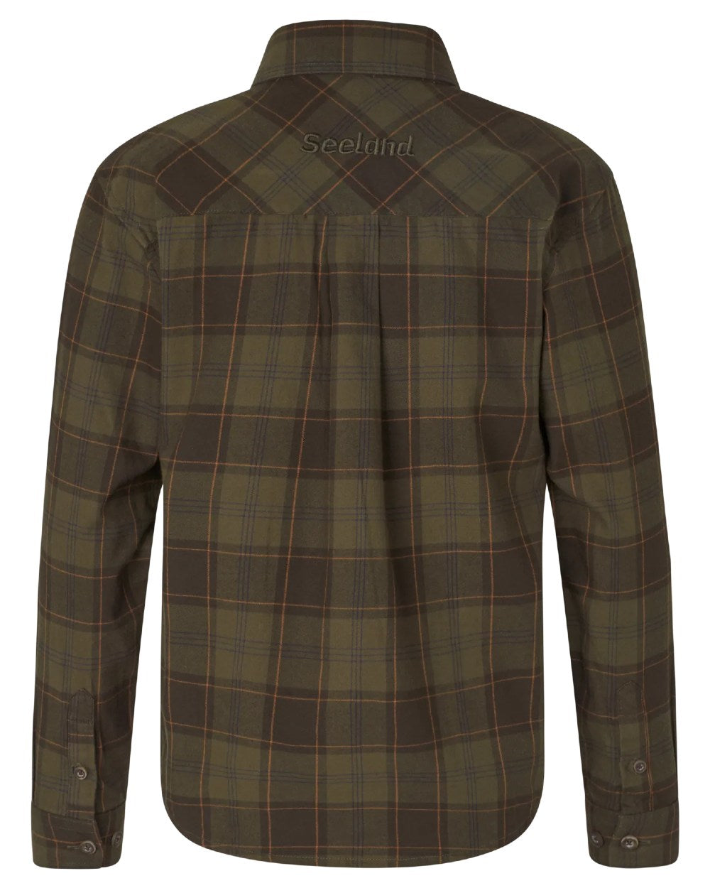 Pine Green Dark Navy Check Coloured Seeland Childrens Glen Flannel Shirt on white background