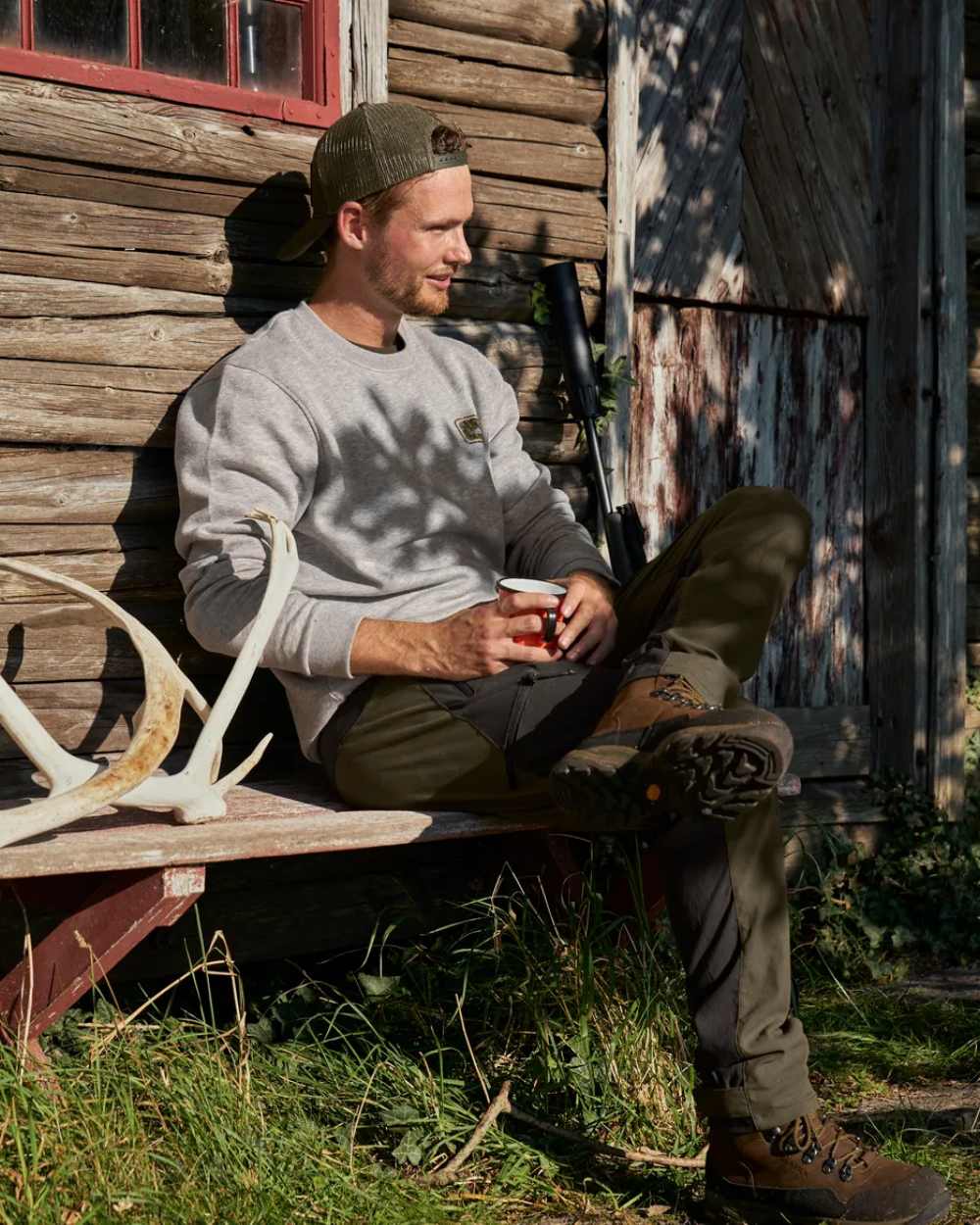 Dark Grey Melange Coloured Seeland Cryo Sweatshirt on outdoor background