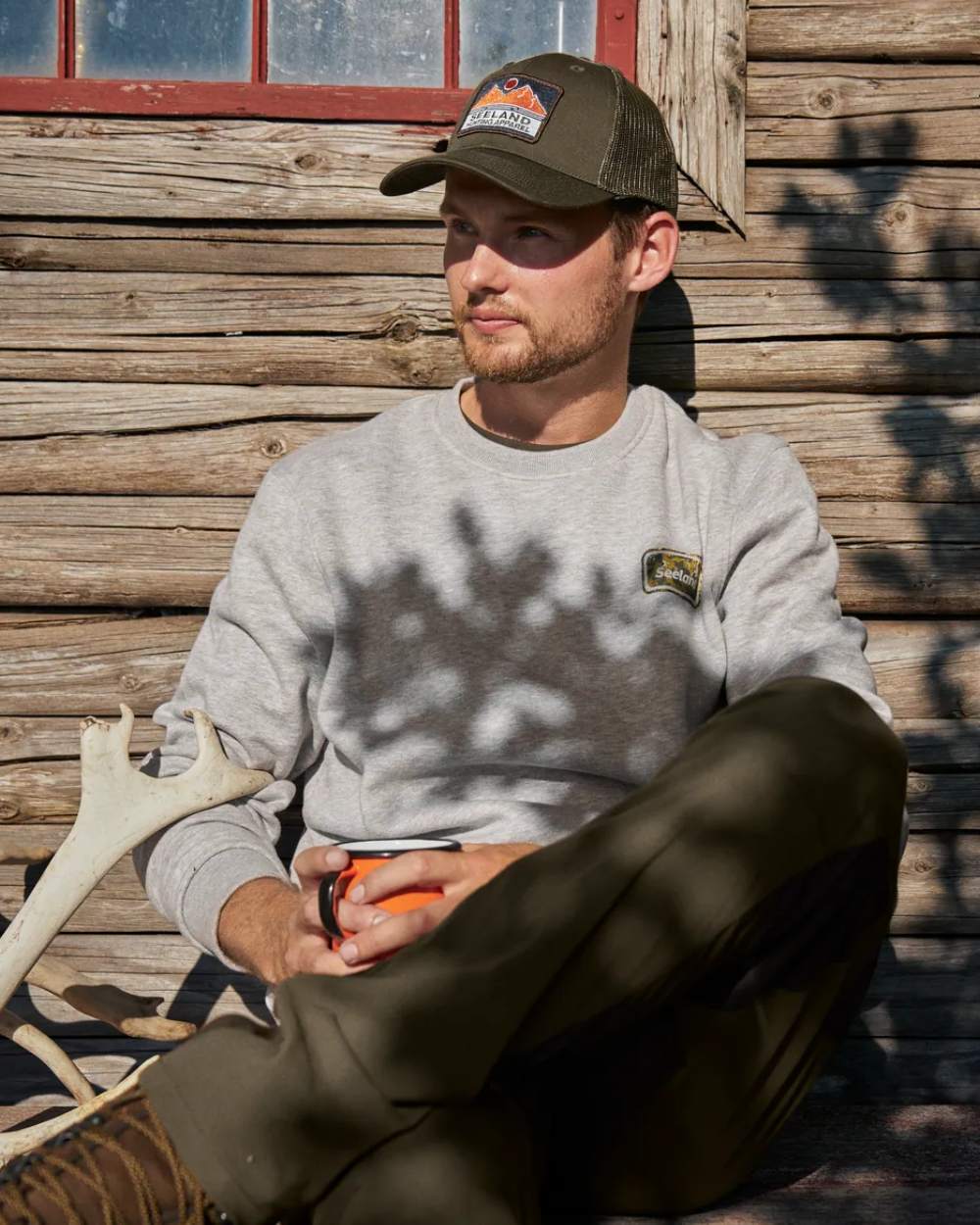 Dark Grey Melange Coloured Seeland Cryo Sweatshirt on outdoor background