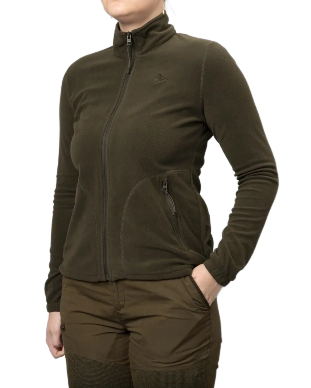 Pine Green Coloured Seeland Dew Fleece Jacket on white background