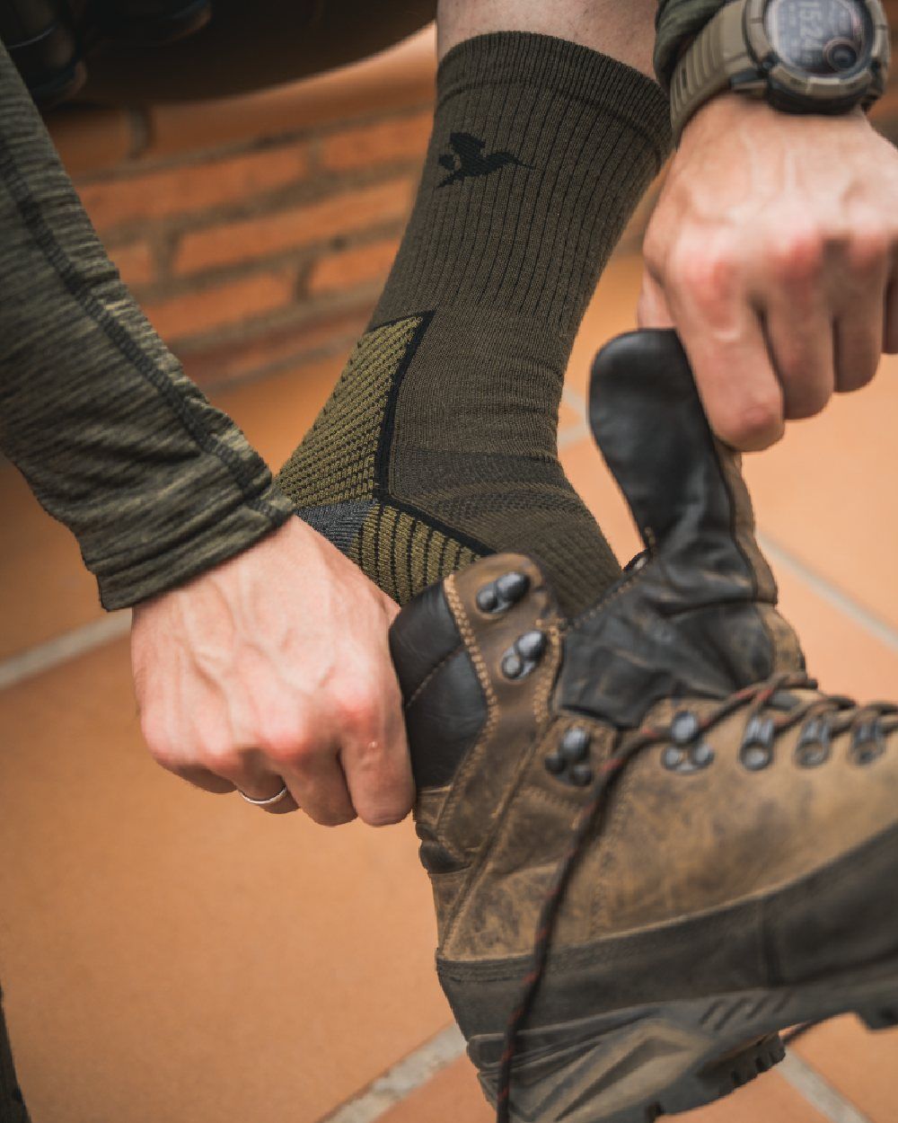 Pine Green Military Olive
Coloured Seeland Field Merino Socks Twin Pack on Nature Background