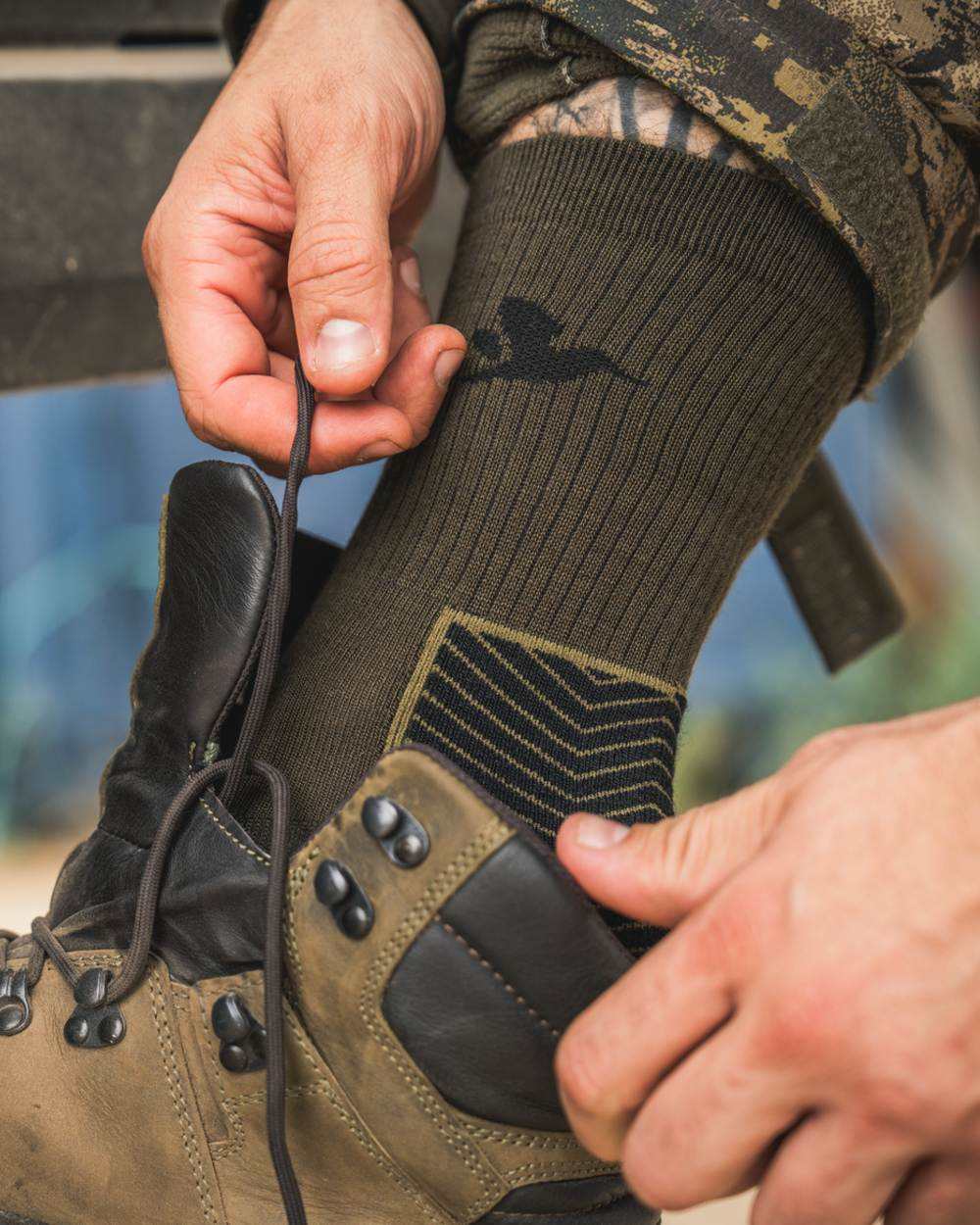 Pine Green Military Olive
Coloured Seeland Field Merino Socks Twin Pack on Nature Background