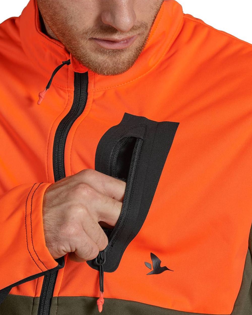 Hi-Vis Orange Coloured Seeland Force Advanced Softshell Jacket on white background