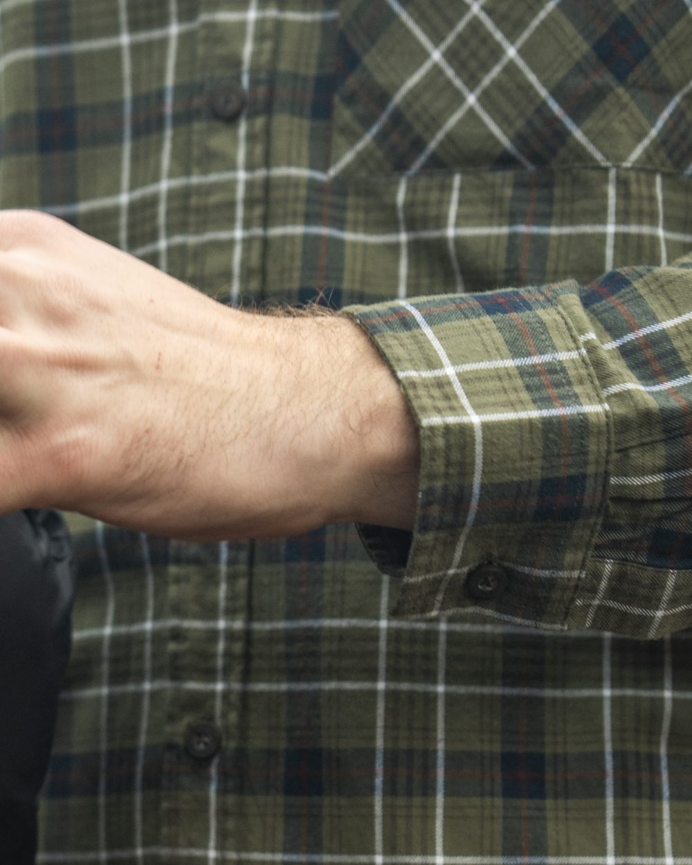 Grape Leaf Dark Navy Check Coloured Seeland Glen Flannel Shirt On A forest Background