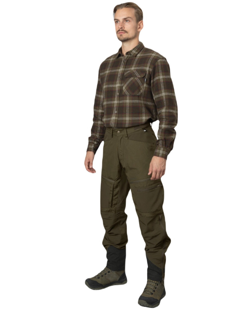 Pine Green Check Coloured Seeland Glen Flannel Shirt On A White Background