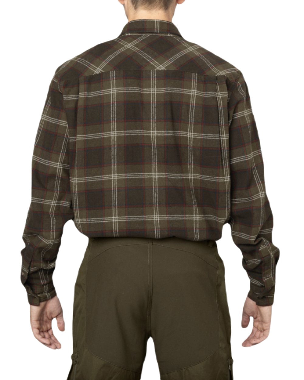 Pine Green Check Coloured Seeland Glen Flannel Shirt On A White Background