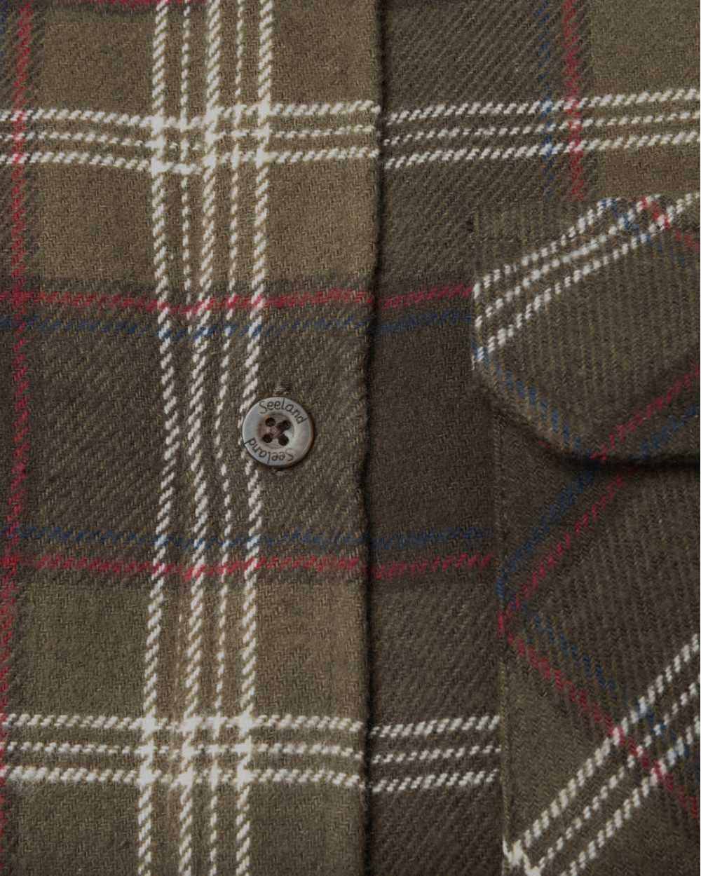 Pine Green Check Coloured Seeland Glen Flannel Shirt On A White Background
