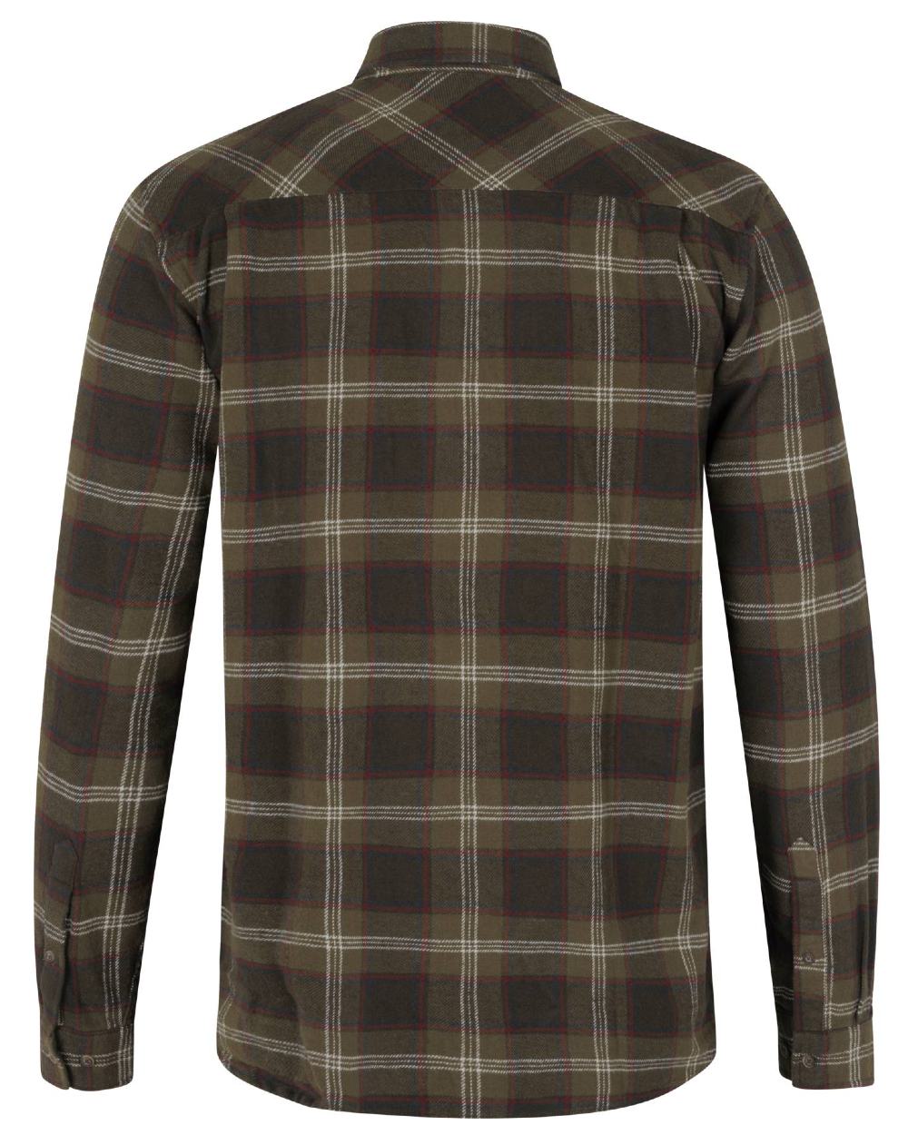 Pine Green Check Coloured Seeland Glen Flannel Shirt On A White Background