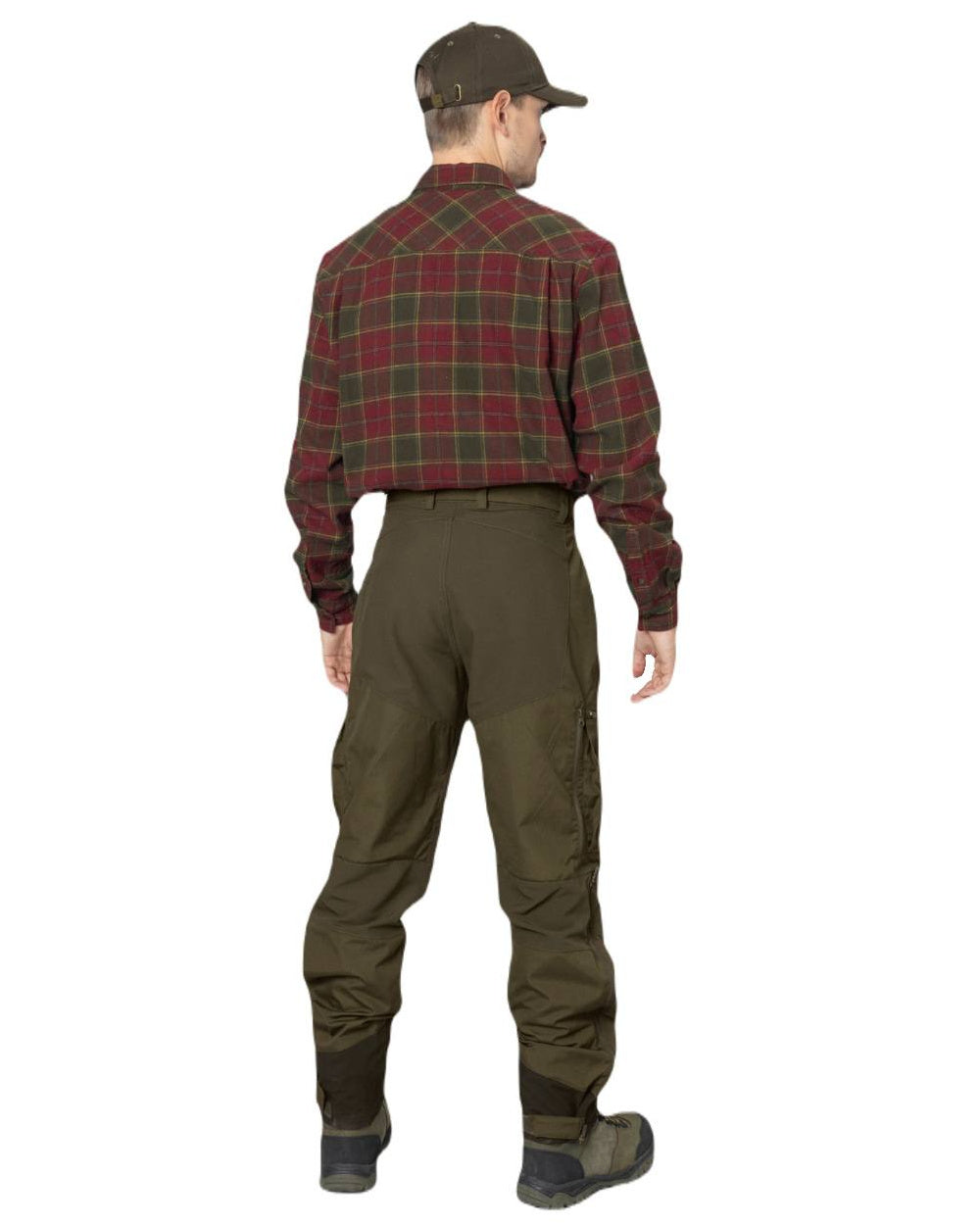 Red Forest Check Coloured Seeland Glen Flannel Shirt On A White Background