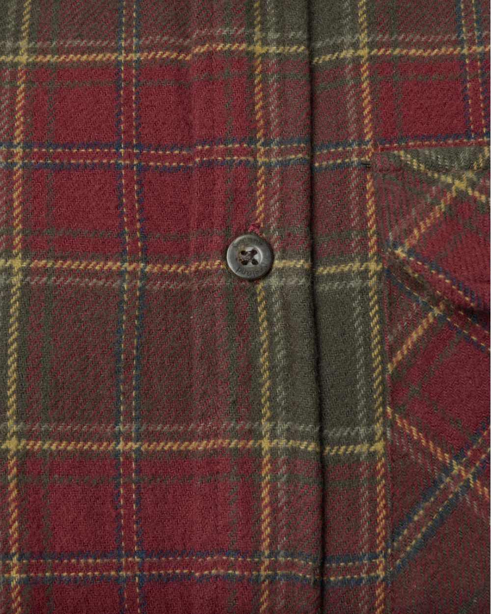 Red Forest Check Coloured Seeland Glen Flannel Shirt On A White Background