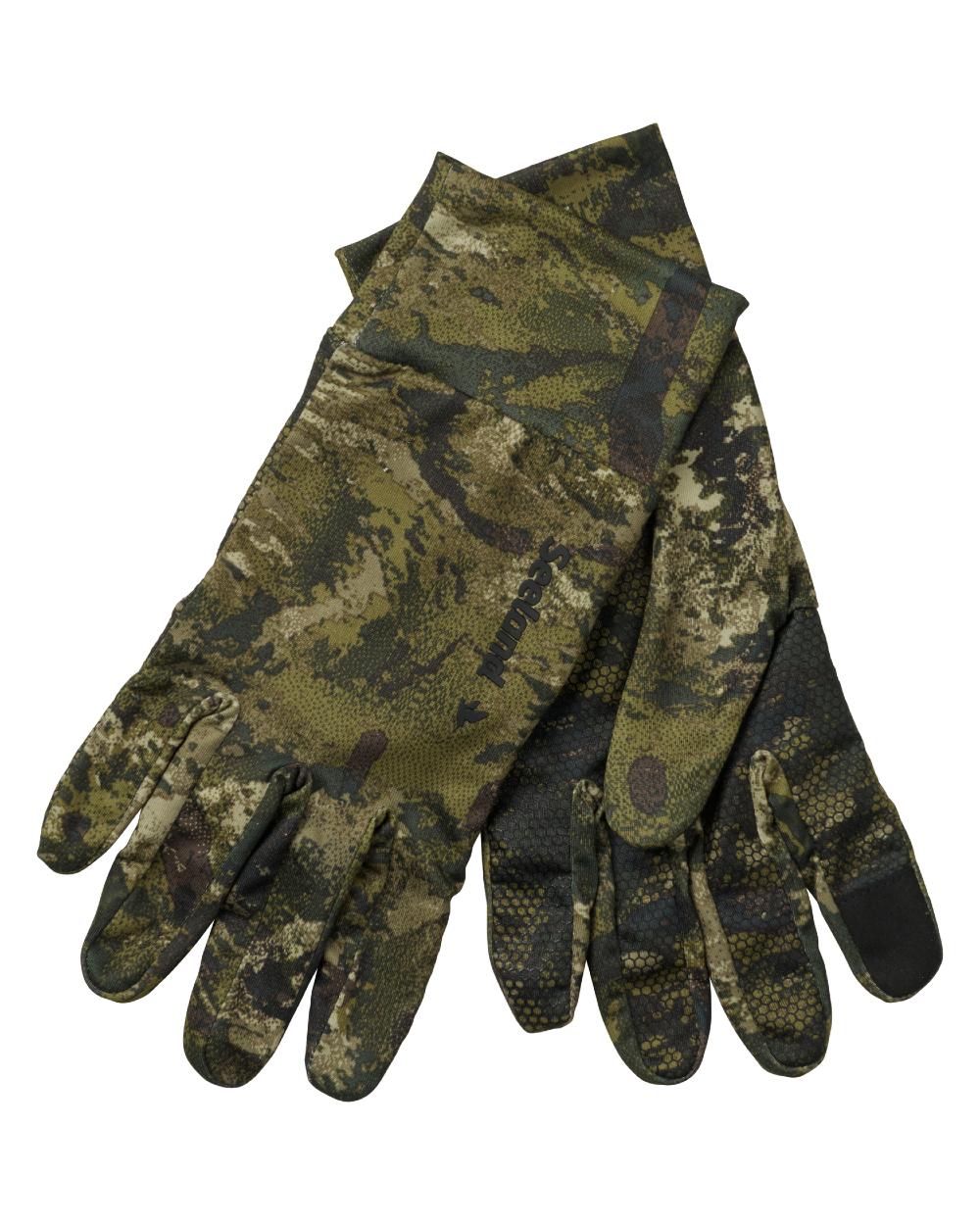 InVis MPC Green coloured Seeland Grip Camo Gloves on white background