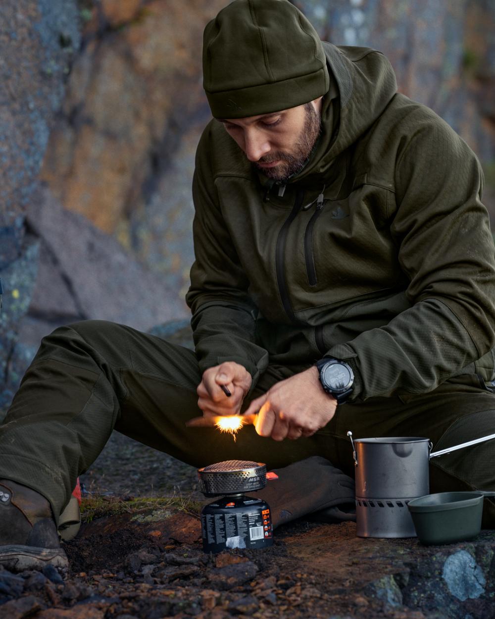 Pine Green Coloured Seeland Hawker Shell II Jacket on outdoor background