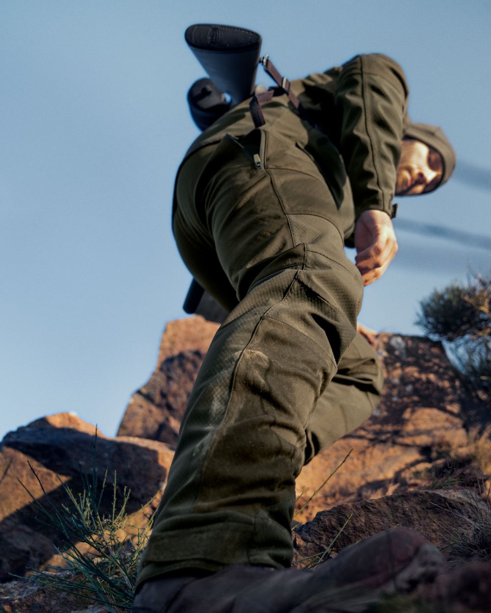 Pine Green Coloured Seeland Hawker Shell II Waterproof Trousers on outdoor background